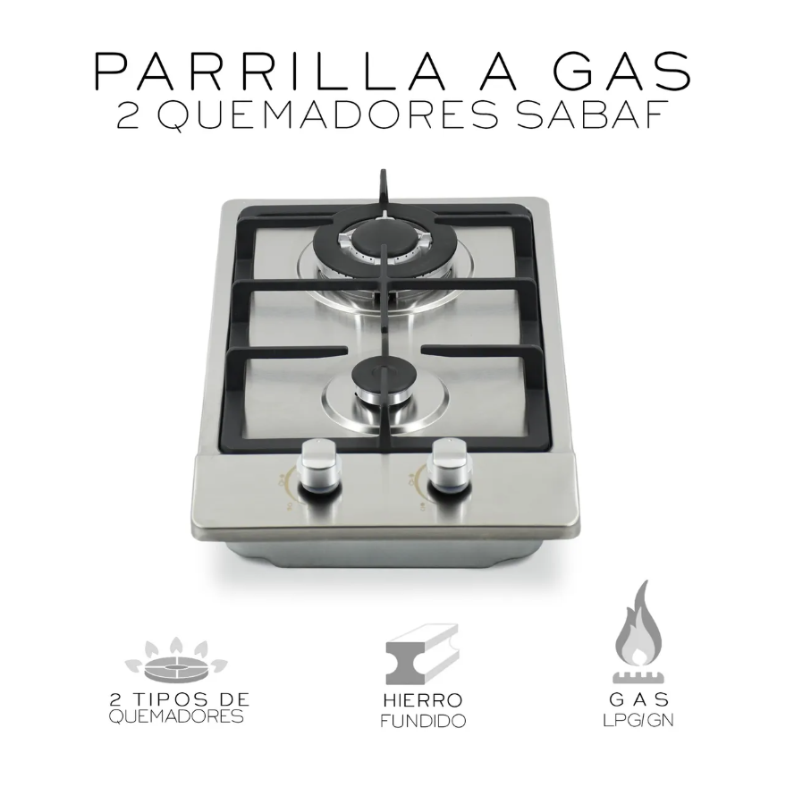 Foto 3 pulgar | Parrilla a Gas de Acero Inoxidable 2 Quemadores Plateada