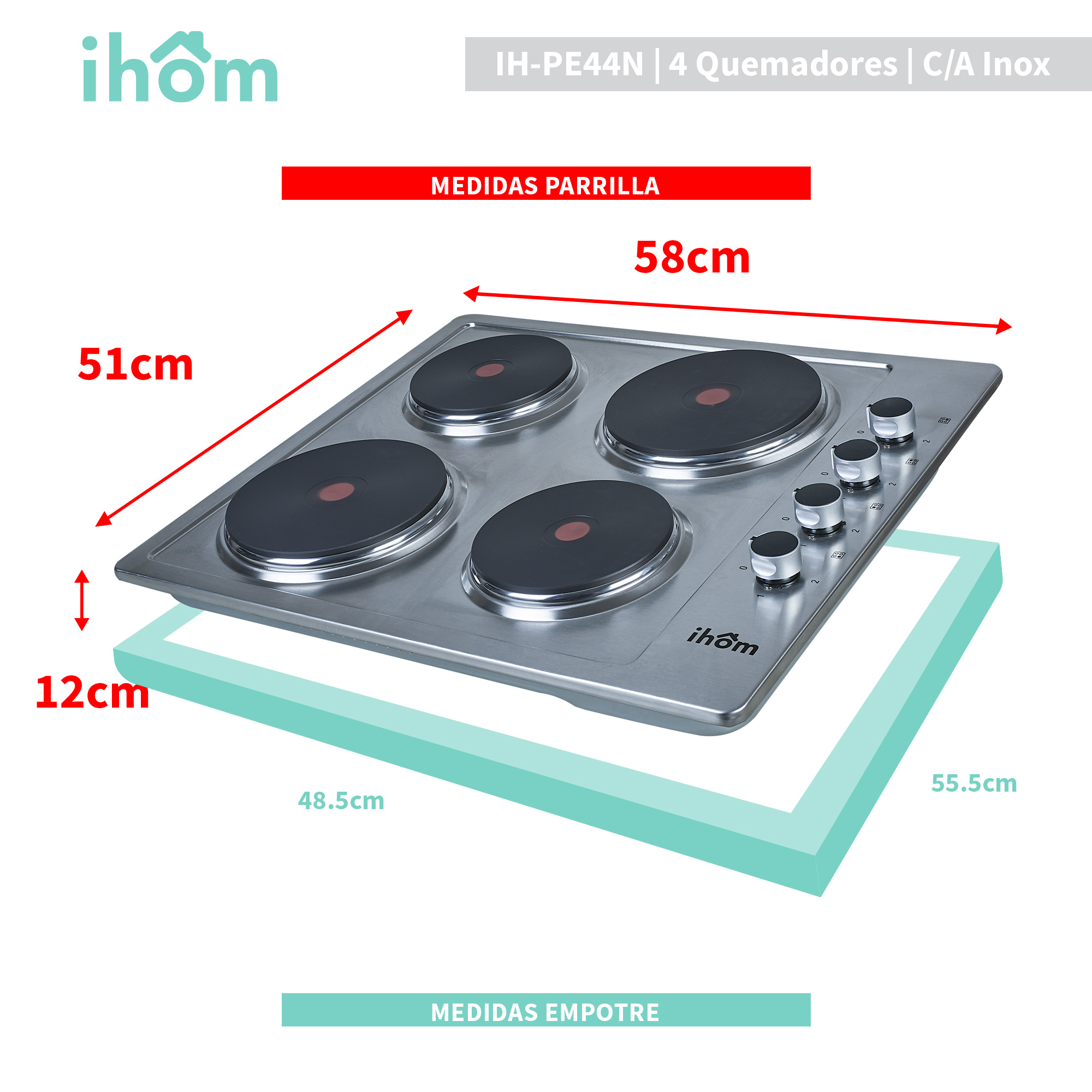 Foto 3 | Parrilla Eléctrica 4 Quemadores Ihom  Acero Inoxidable Plata