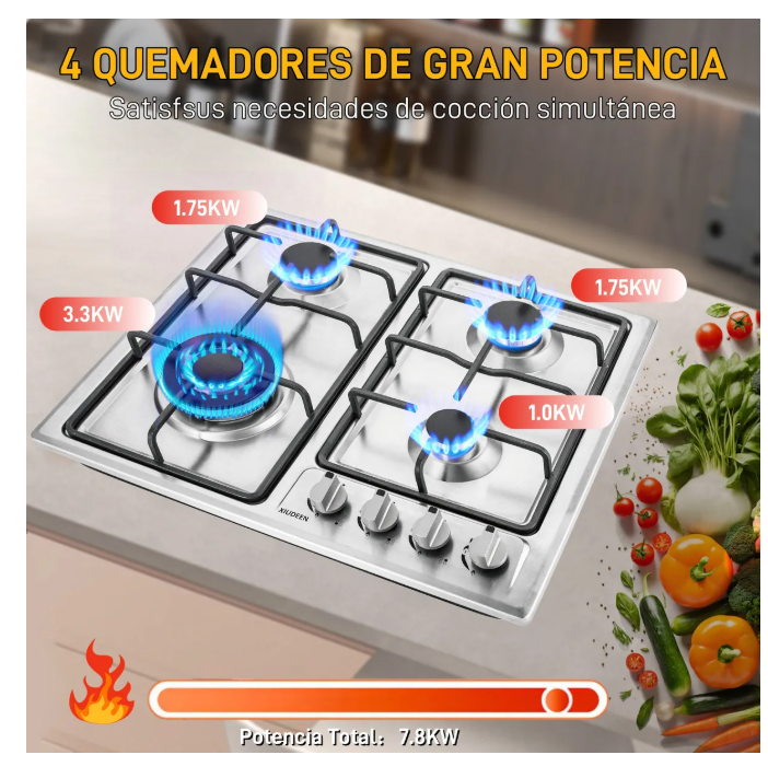 Foto 2 | Parrilla de Gas Empotrable 4 Quemadores de Acero Inoxidable