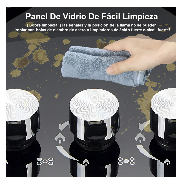 Foto 5 | Parrilla de Gas Empotrable 6 Quemadores Cristal Templado Negro