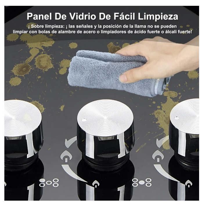 Foto 4 | Parrilla de Gas Empotrable Cristal Templado Negra