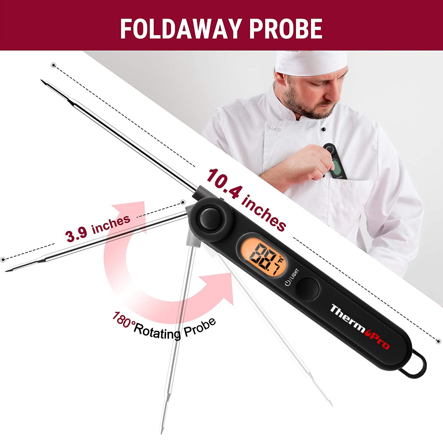 Foto 5 pulgar | Termómetro Digital Para Carne Con Indicador De Temperatura Thermopro - Venta Internacional.