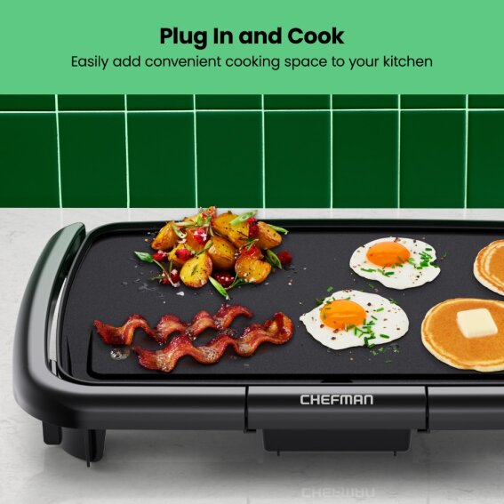 Foto 4 | Plancha Eléctrica Chefman Negro con Control de Temperatura Extraíble