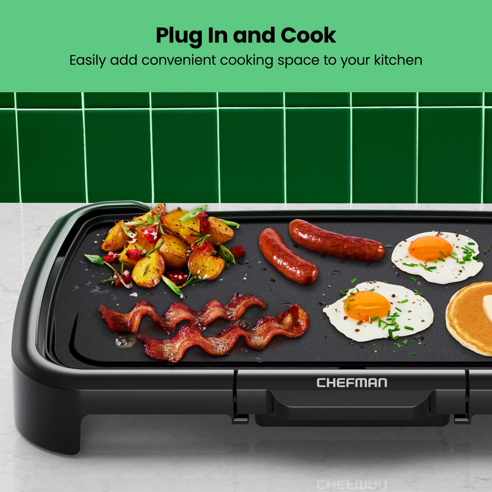 Foto 4 pulgar | Plancha Eléctrica Chefman Xl con Control de Temperatura Extraíble - Venta Internacional