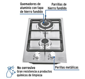 Foto 2 | Parrilla de Gas Empotrable 30 cm 2 Quemadores Acero Inoxidable