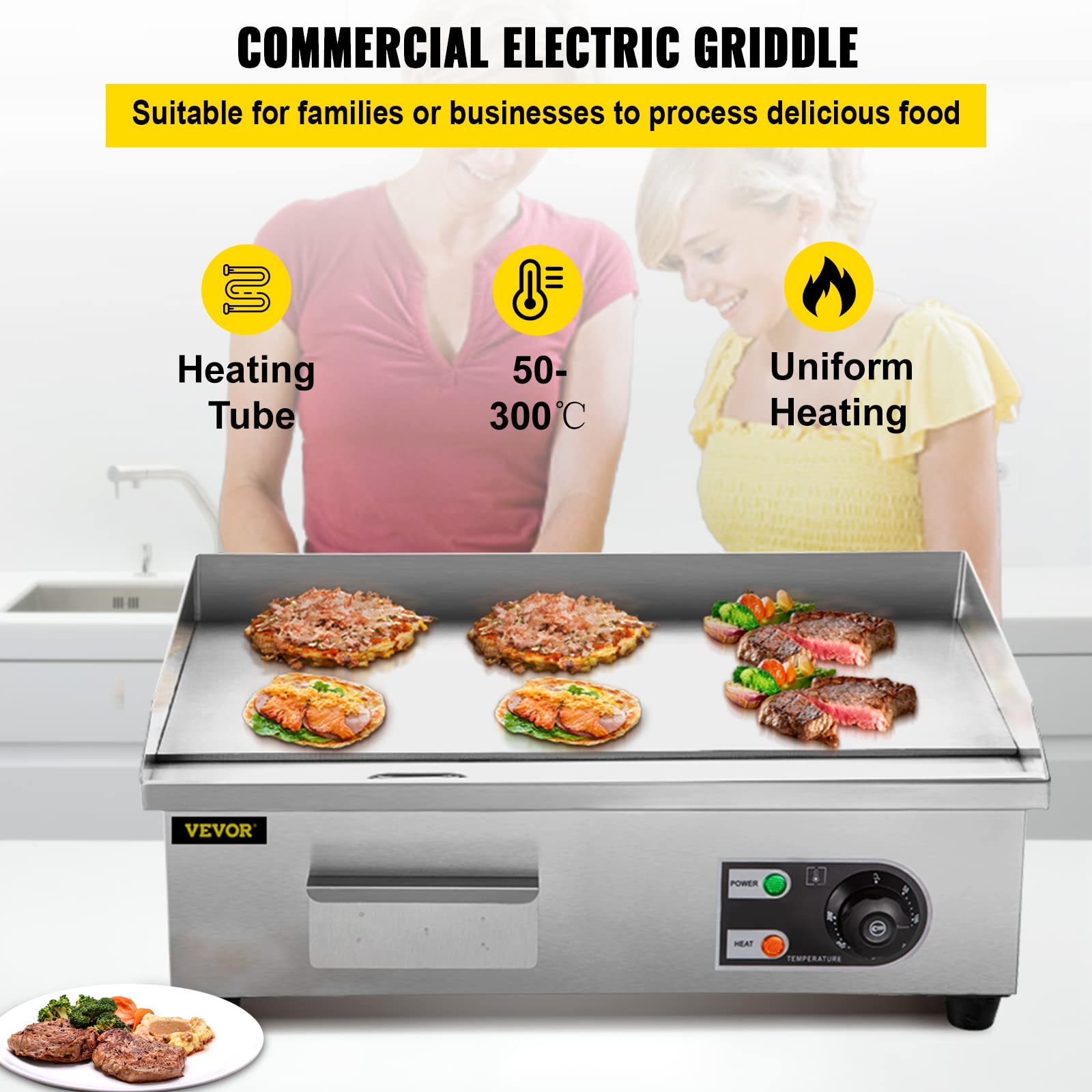 Foto 3 pulgar | Plancha Eléctrica Vevor Commercial 18 Teppanyaki Grill 1600w - Venta Internacional.