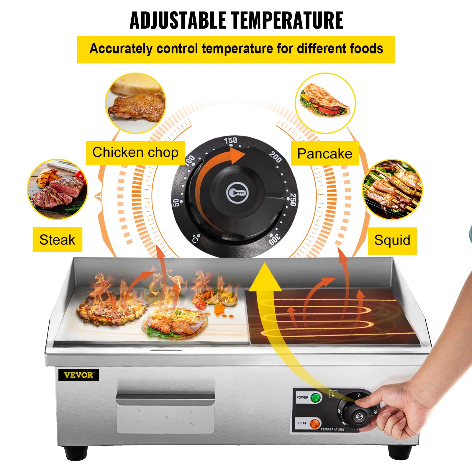 Foto 5 pulgar | Plancha Eléctrica Vevor Commercial 18 Teppanyaki Grill 1600w - Venta Internacional.