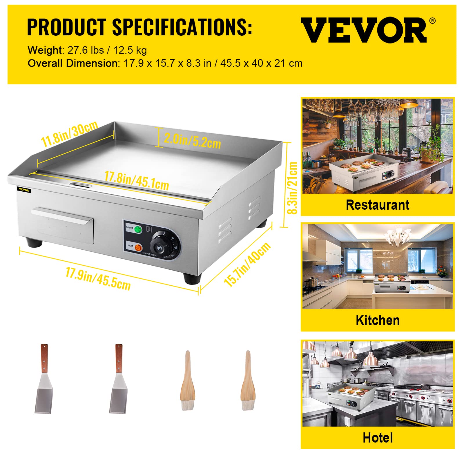 Foto 7 | Plancha Eléctrica Vevor Commercial 18 Teppanyaki Grill 1600w - Venta Internacional.