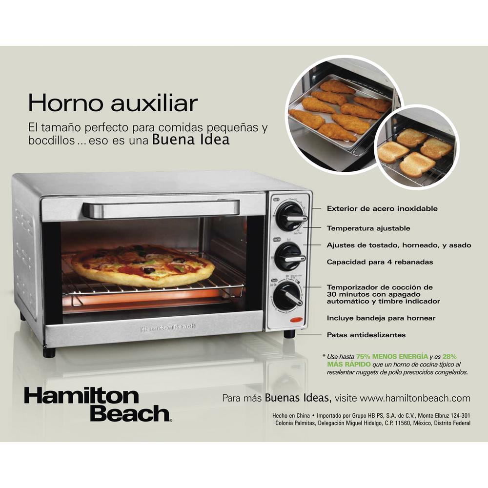 Foto 5 | Horno De Mesa Eléctrico Hamilton Beach 31401 Acero Inoxidable 120v