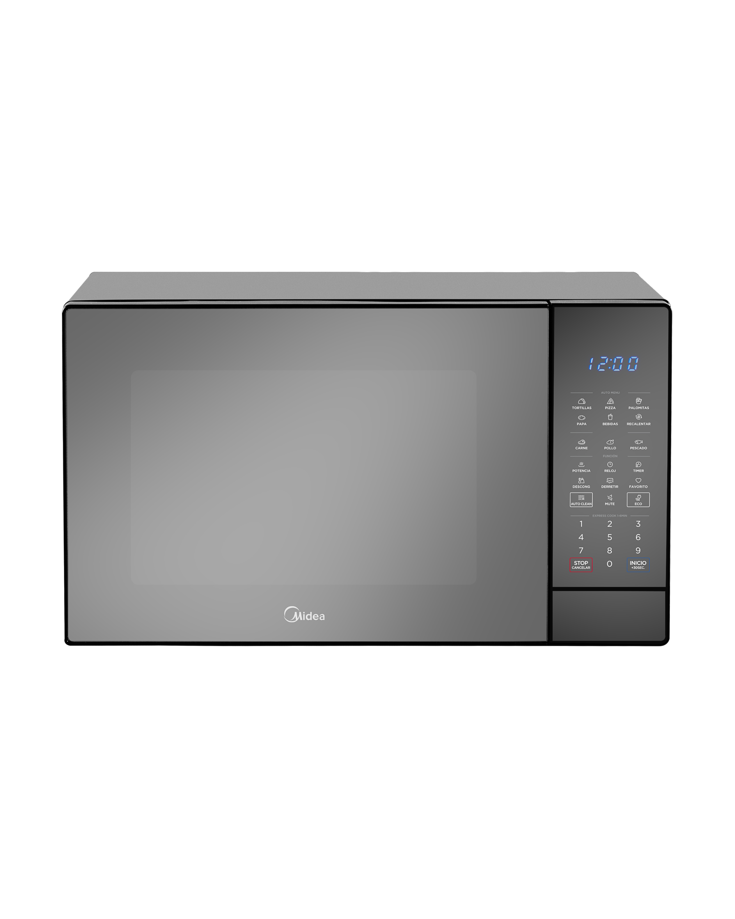 Horno Microondas Midea 1.4 Pies Cúbicos 40l Smarteco Negro Puerta Espejo