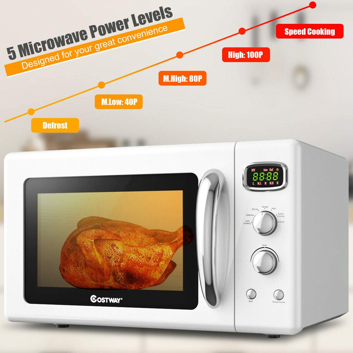 Foto 4 pulgar | Horno de Microondas Costway Blanco