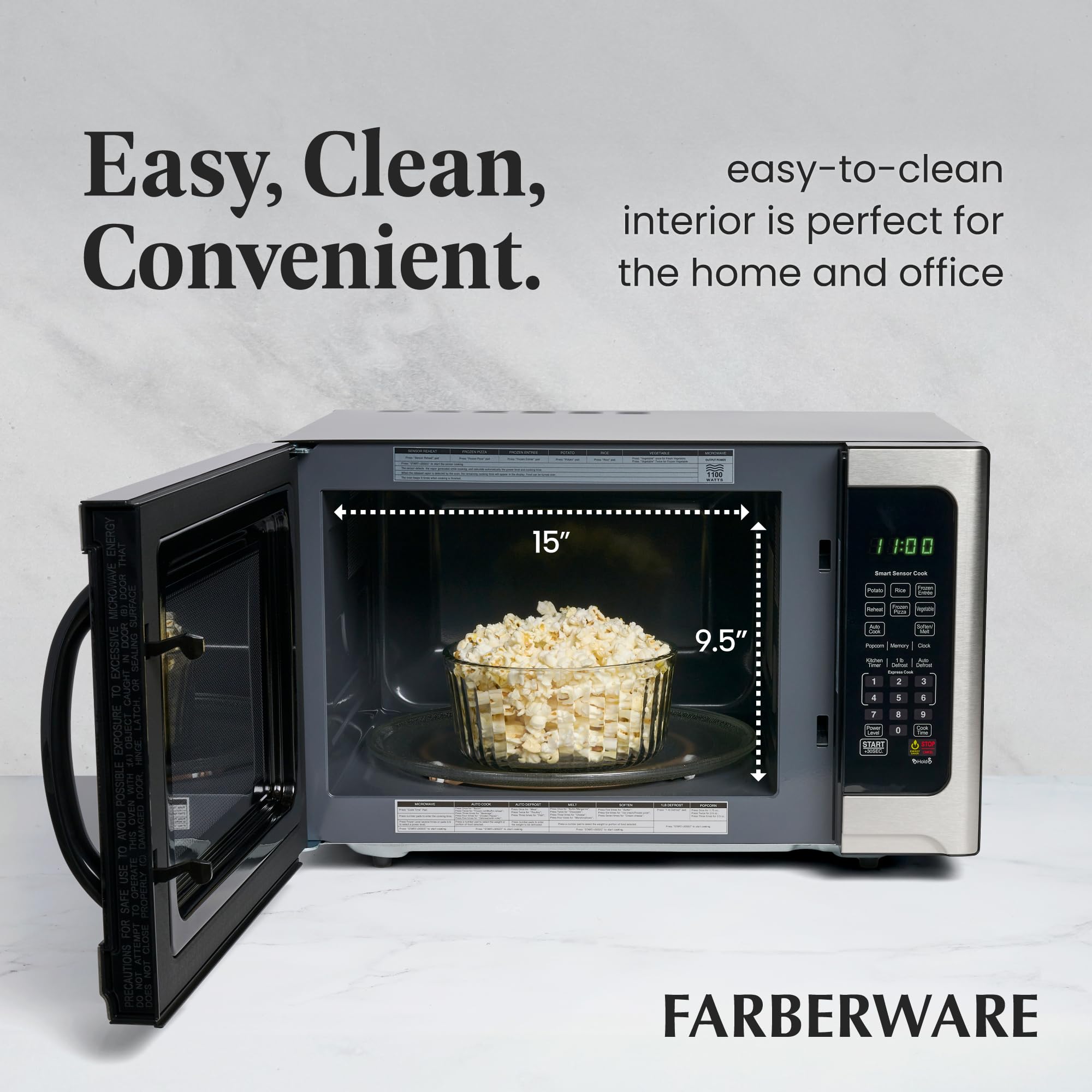 Foto 5 | Encimera Farberware Para Microondas 1100w 34l Con Sensor Inteligente - Venta Internacional