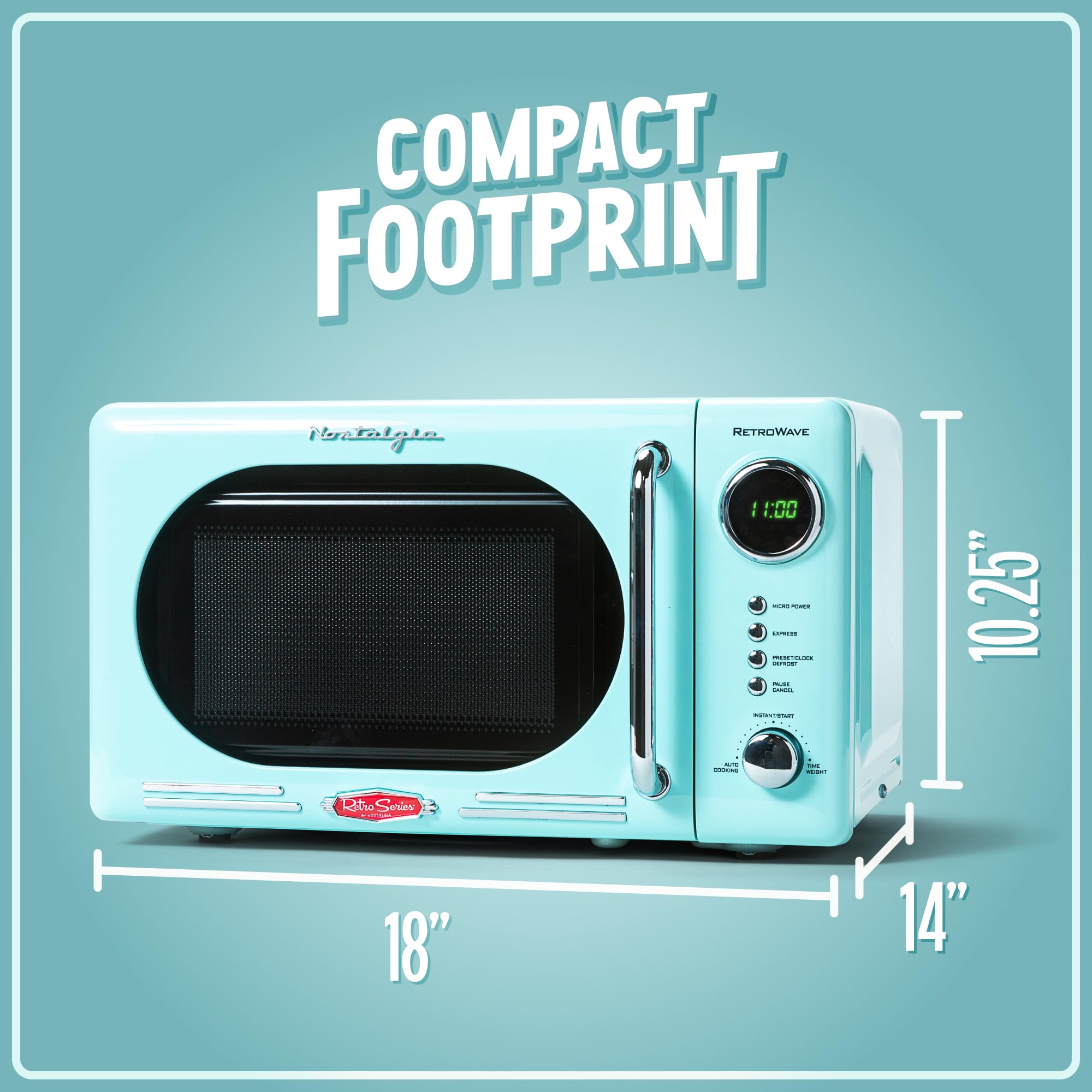 Foto 5 | Horno Microondas Nostalgia Retro Compact 0.7 Pies Cúbicos 700w Aqua - Venta Internacional