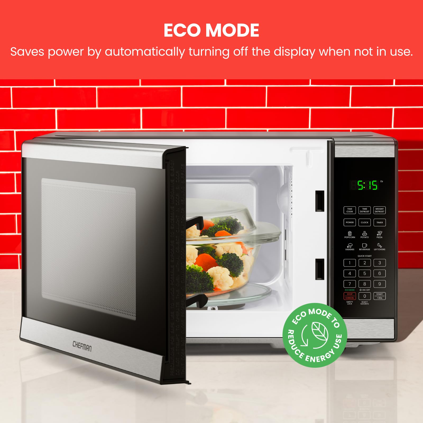 Foto 6 pulgar | Horno Microondas Chefman de Acero Inoxidable de 0.7 Pies Cúbicos Y 700 W - Venta Internacional