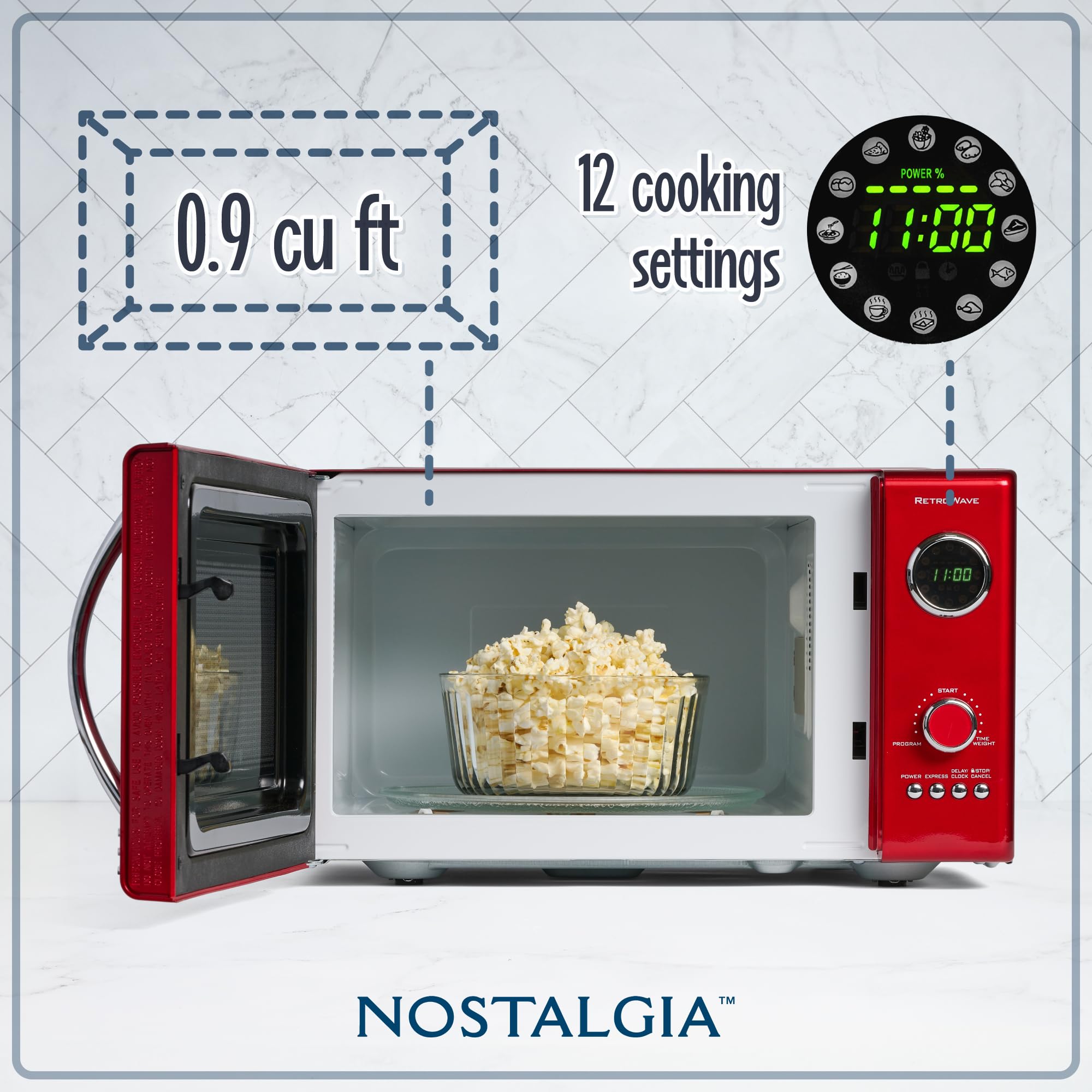 Foto 3 pulgar | Horno Microondas Nostalgia Retro 800 W 0.9 L Con 12 Juegos De Cocina - Venta Internacional.