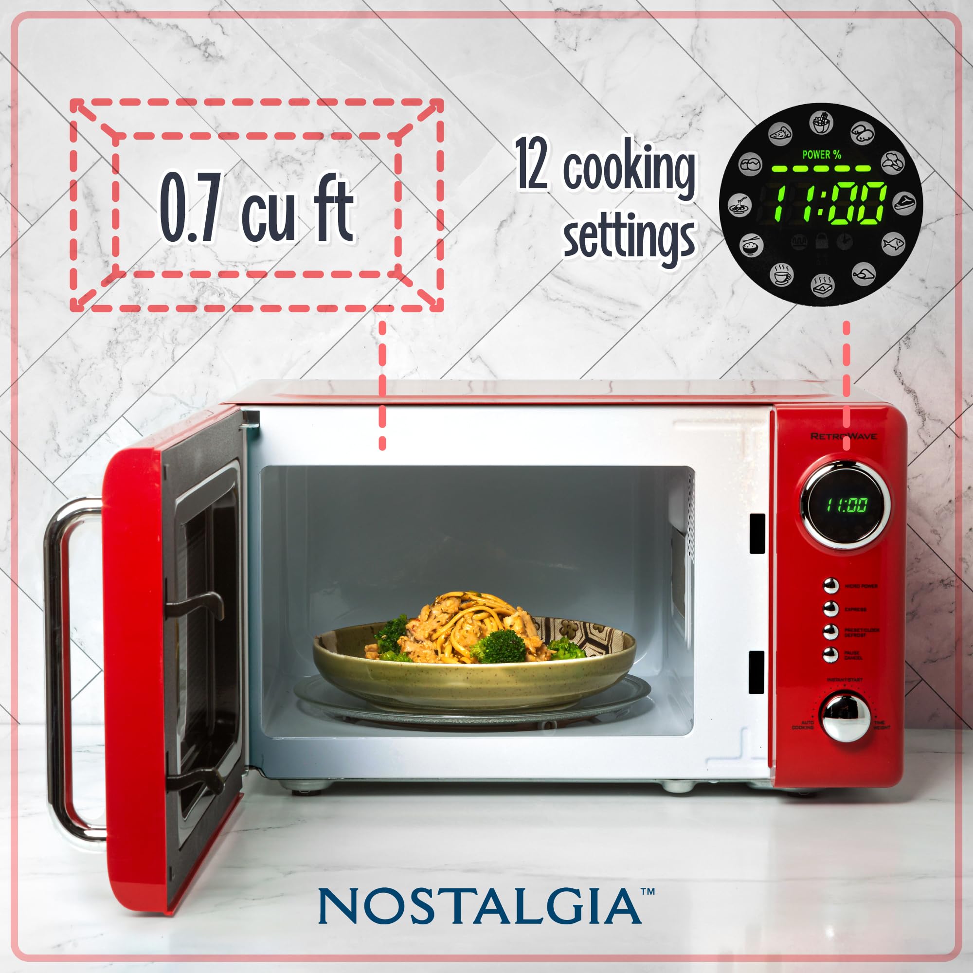 Foto 3 pulgar | Horno Microondas Nostalgia Rojo Retro 0.7 Cu. Ft. 700 W  - Venta Internacional