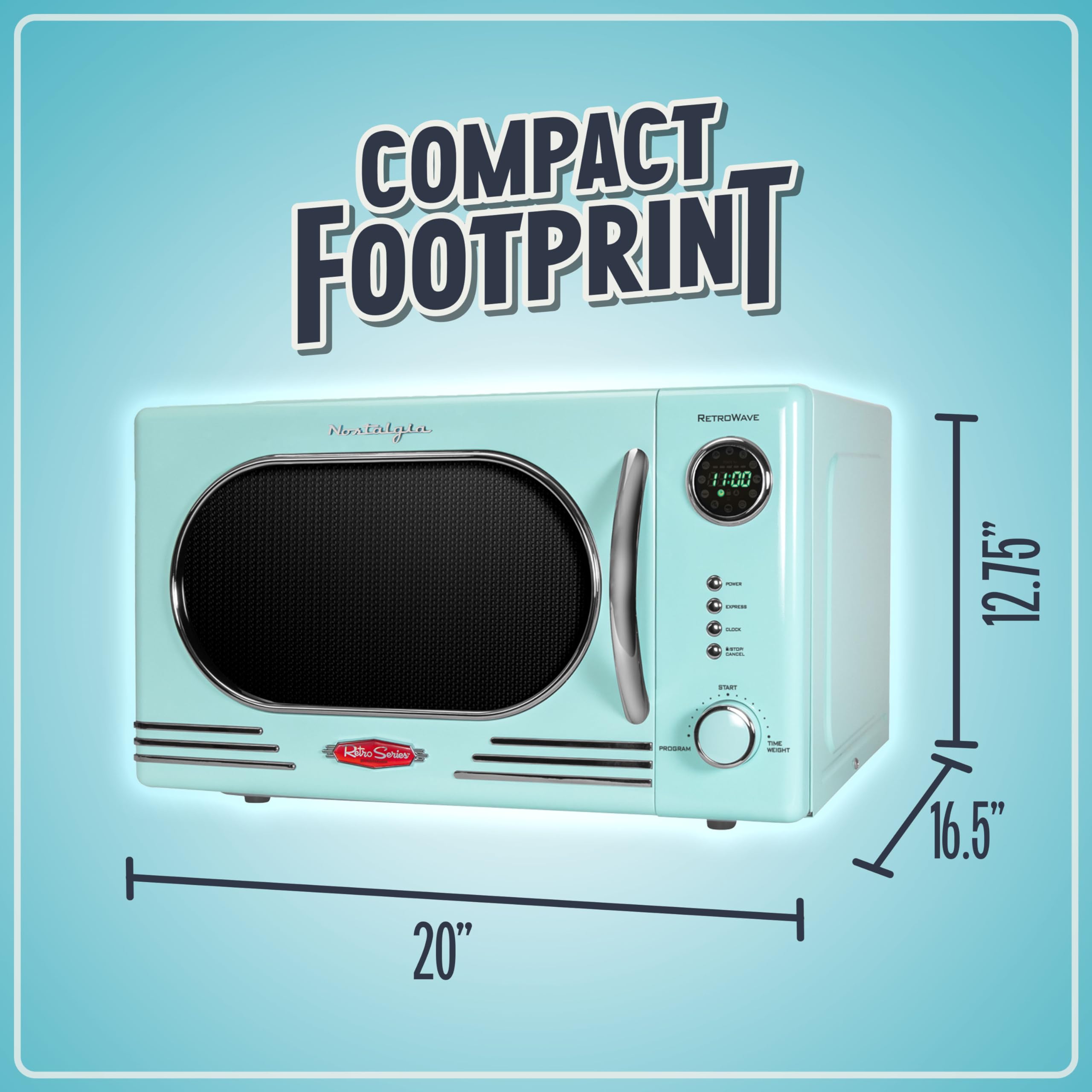 Foto 6 pulgar | Horno de Microondas Nostalgia NRMO11AQ6A 1.1 Pies Cúbicos 1000 W Aqua - Venta Internacional
