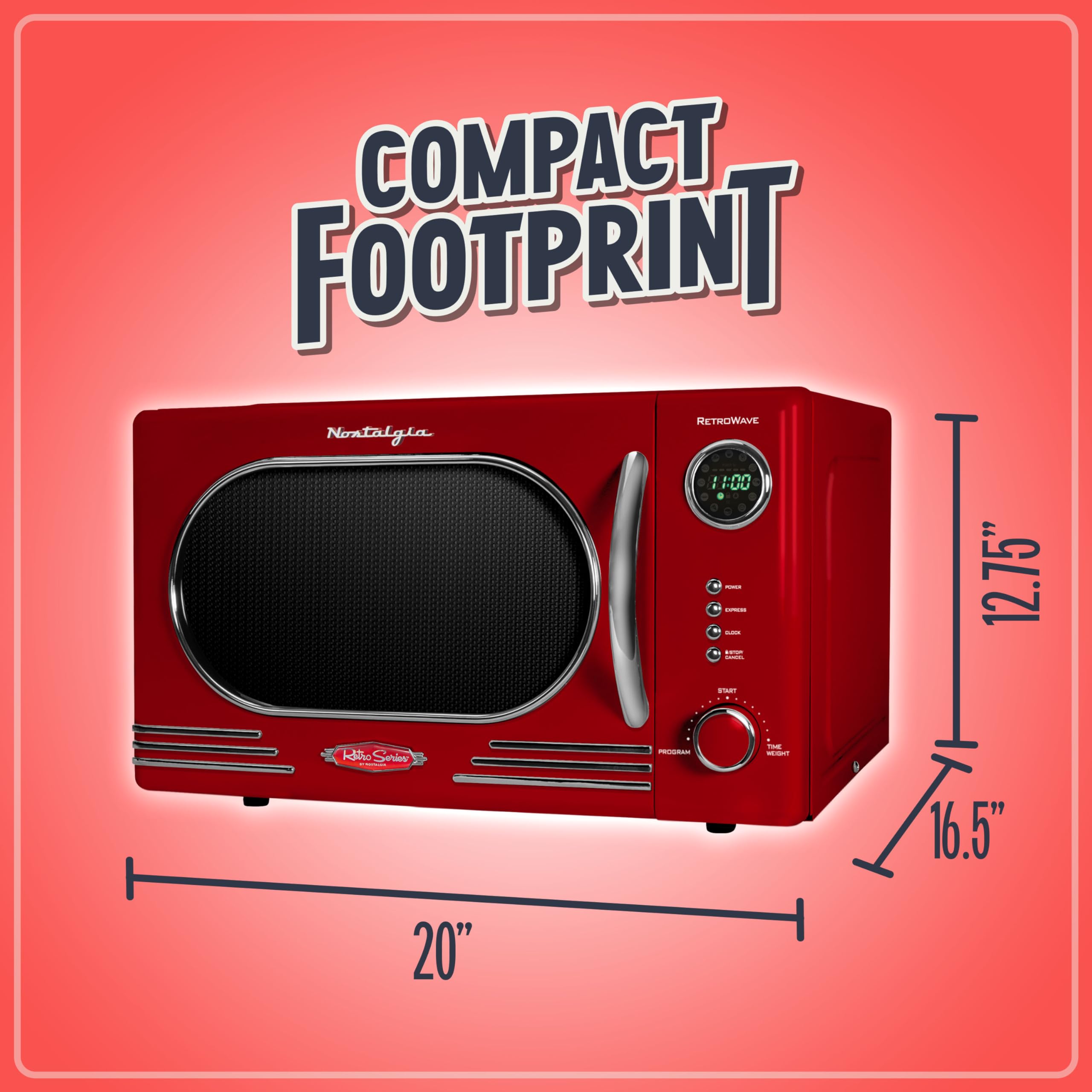 Foto 6 pulgar | Horno de Microondas Nostalgia NRMO11RR6A 1.1 Pies Cúbicos 1000 W Rojo - Venta Internacional