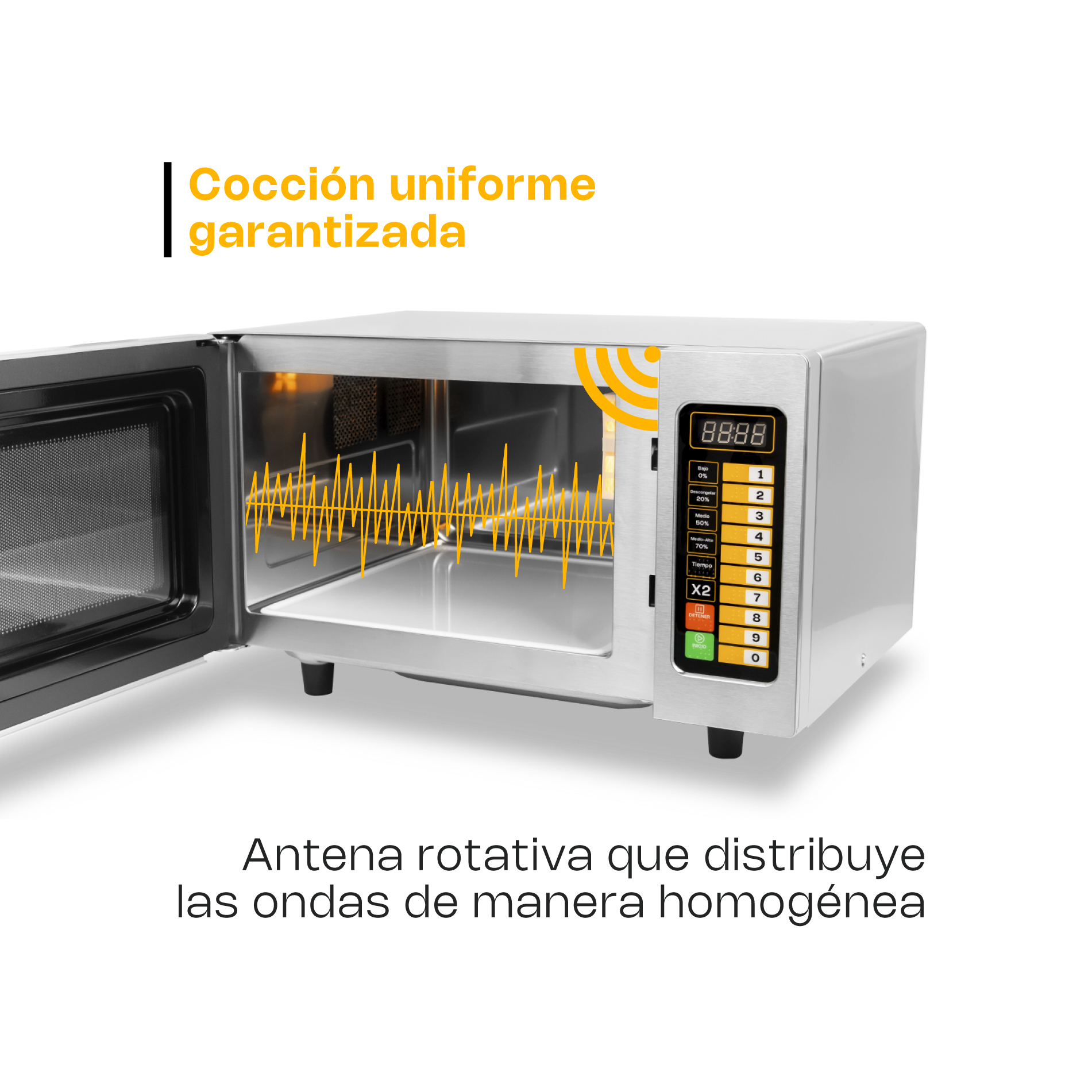 Foto 7 pulgar | Microondas Industrial Digital Rhino, 1000w De Potencia, 0.9 Pies Cúbicos, Acero Inoxidable, Alta Eficiencia Y Seguridad