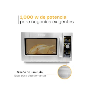 Foto 3 | Microondas Industrial Análogo Rhino, 1000w De Potencia, 1.2 Pies Cúbicos, Acero Inoxidable