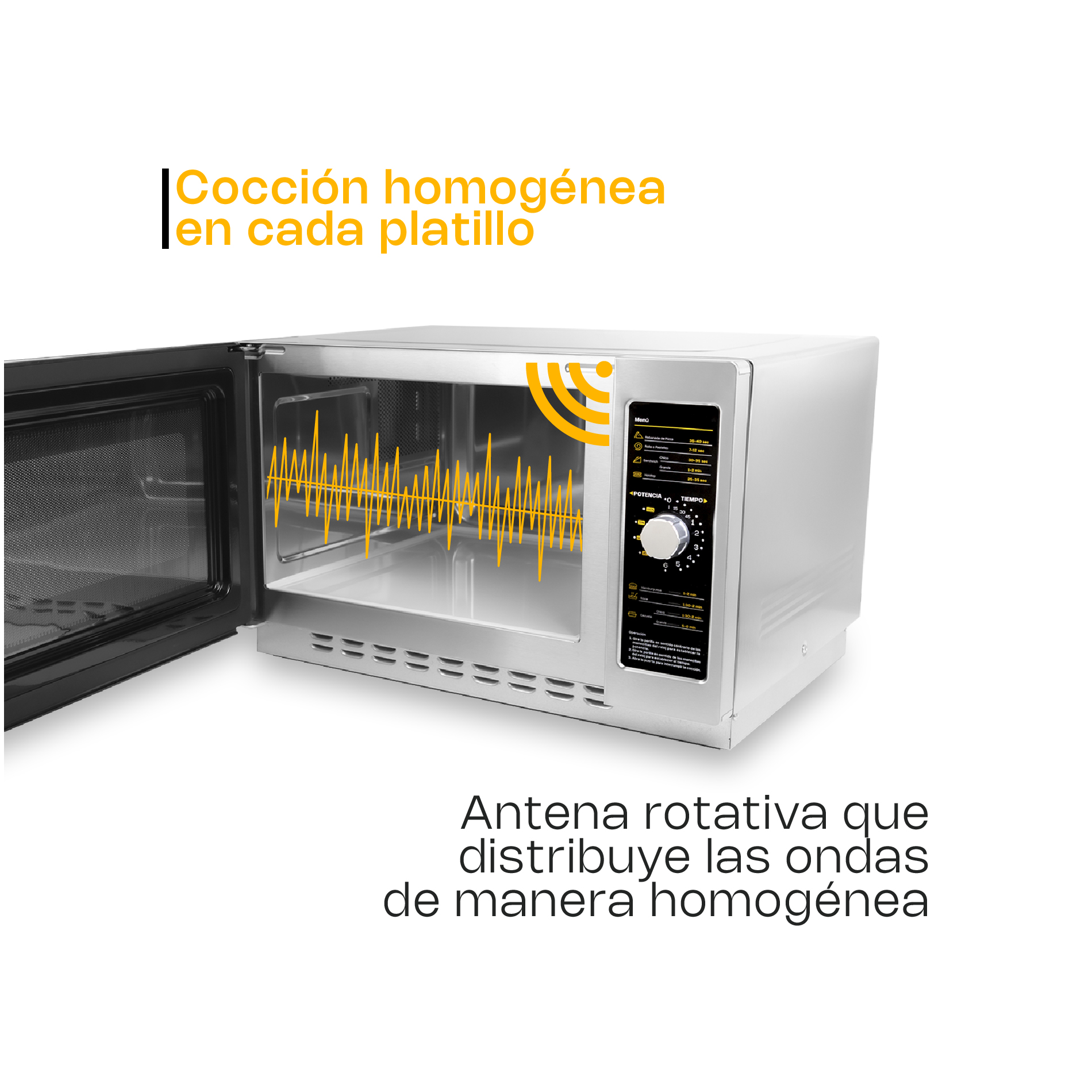 Foto 8 pulgar | Microondas Industrial Análogo Rhino, 1000w De Potencia, 1.2 Pies Cúbicos, Acero Inoxidable