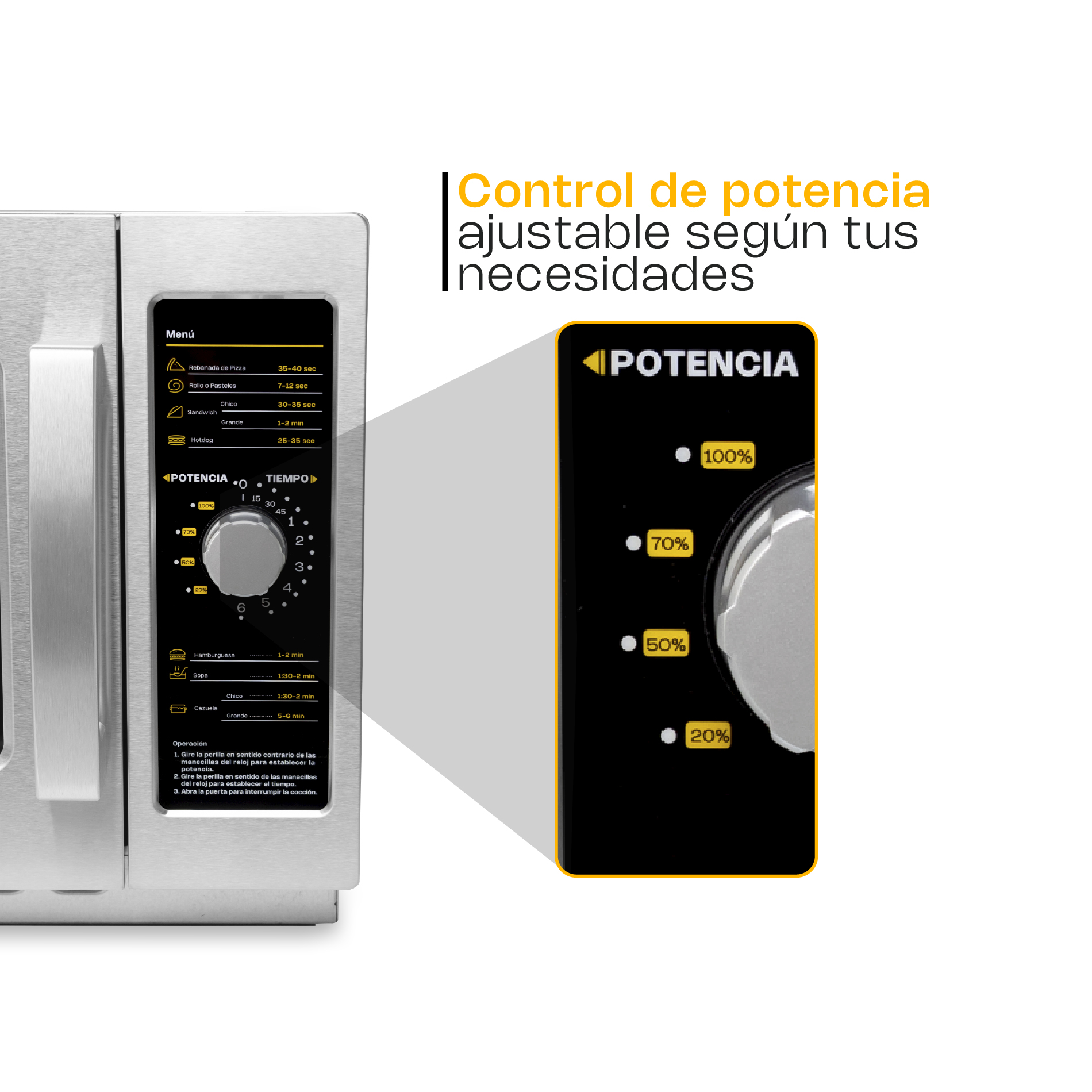 Foto 9 pulgar | Microondas Industrial Análogo Rhino, 1000w De Potencia, 1.2 Pies Cúbicos, Acero Inoxidable