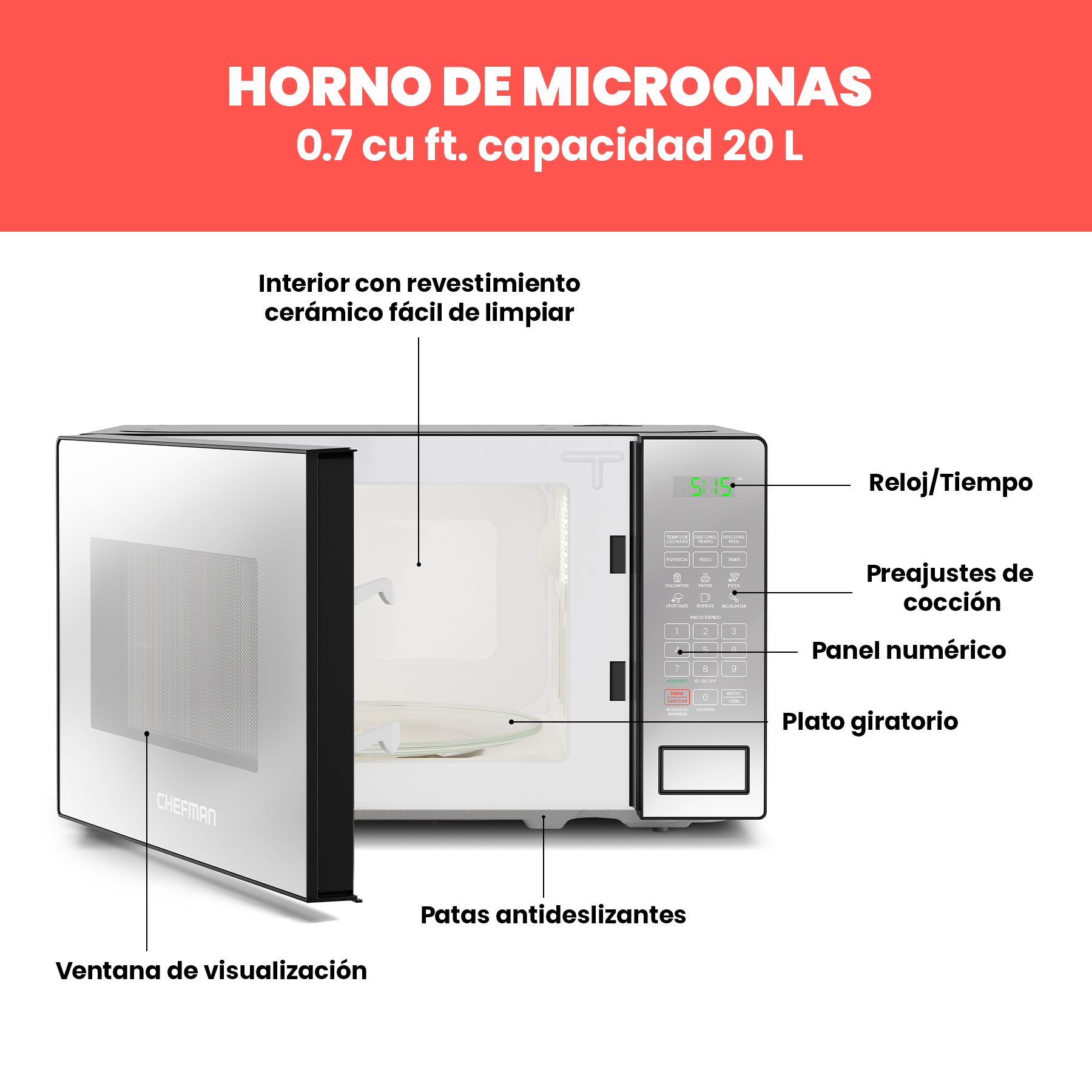 Foto 3 pulgar | Microondas Chefman 6 Modos