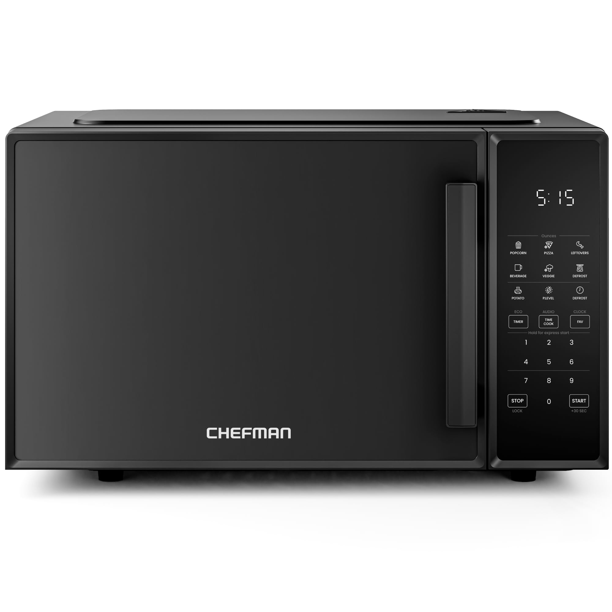 Horno Microondas Chefman, 0.9 Pies Cúbicos, 900 W, 10 Niveles De Potencia, Negro - Venta Internacional.