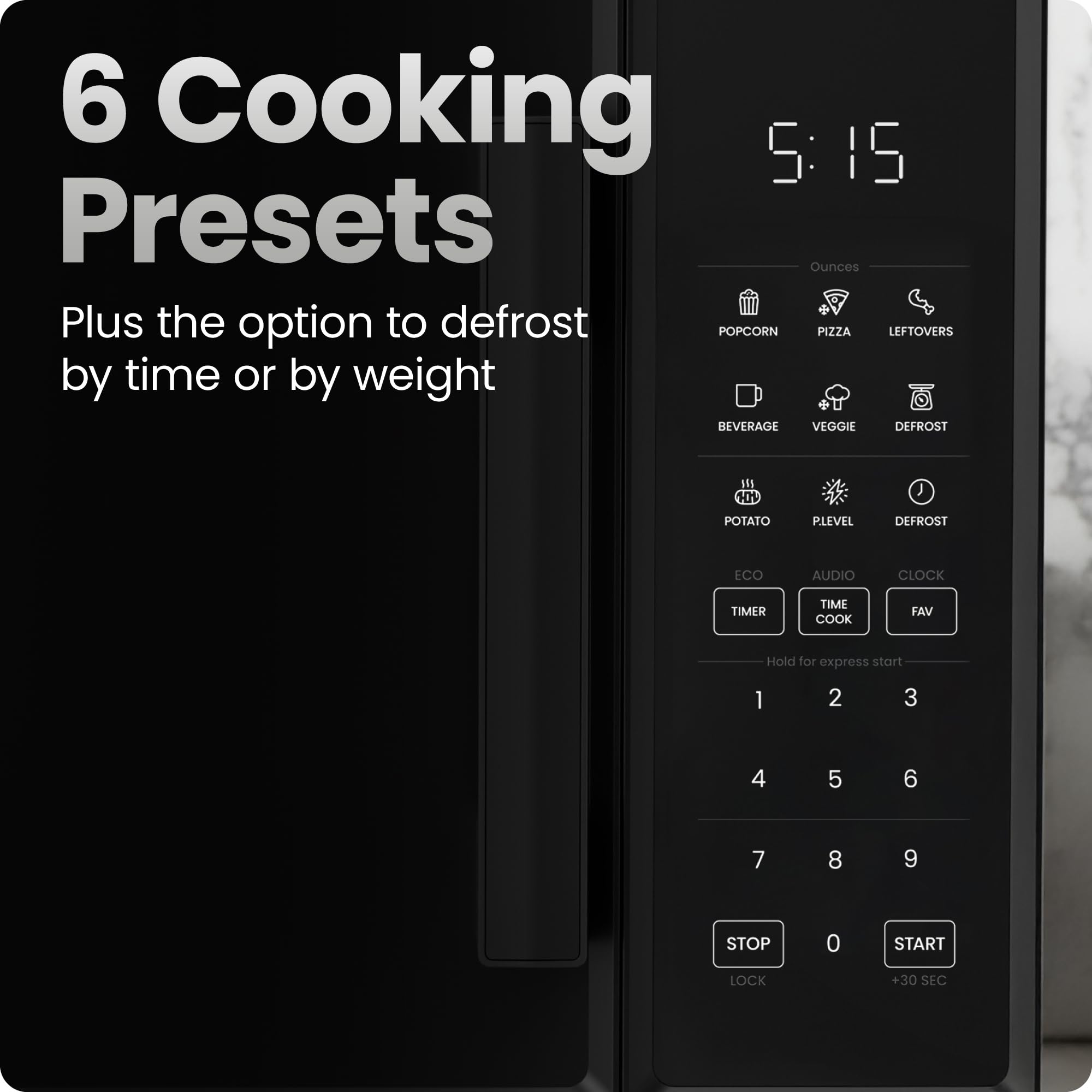 Foto 4 pulgar | Horno Microondas Chefman, 0.9 Pies Cúbicos, 900 W, 10 Niveles De Potencia, Negro - Venta Internacional.