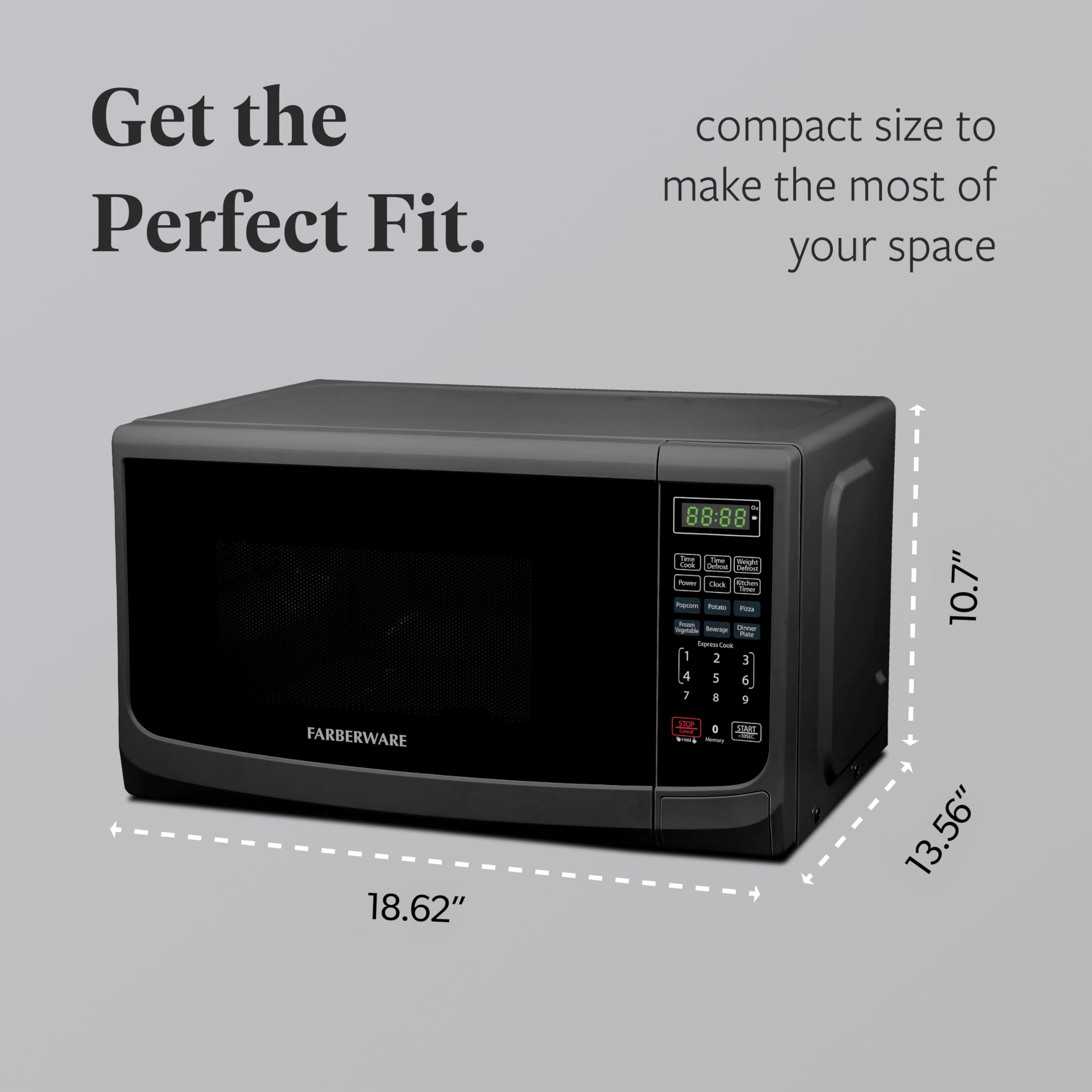 Foto 4 | Encimera Farberware Para Microondas, 900 W, 0.9 Pies Cúbicos Con Luz Led - Venta Internacional.