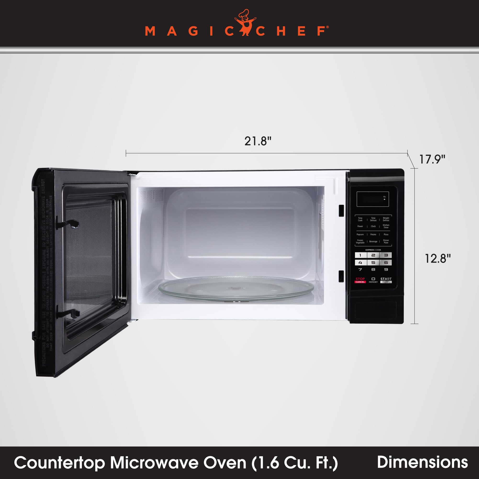 Foto 5 pulgar | Horno de Microondas Magic Chef 1.6 Pies Negro-Venta Internacional