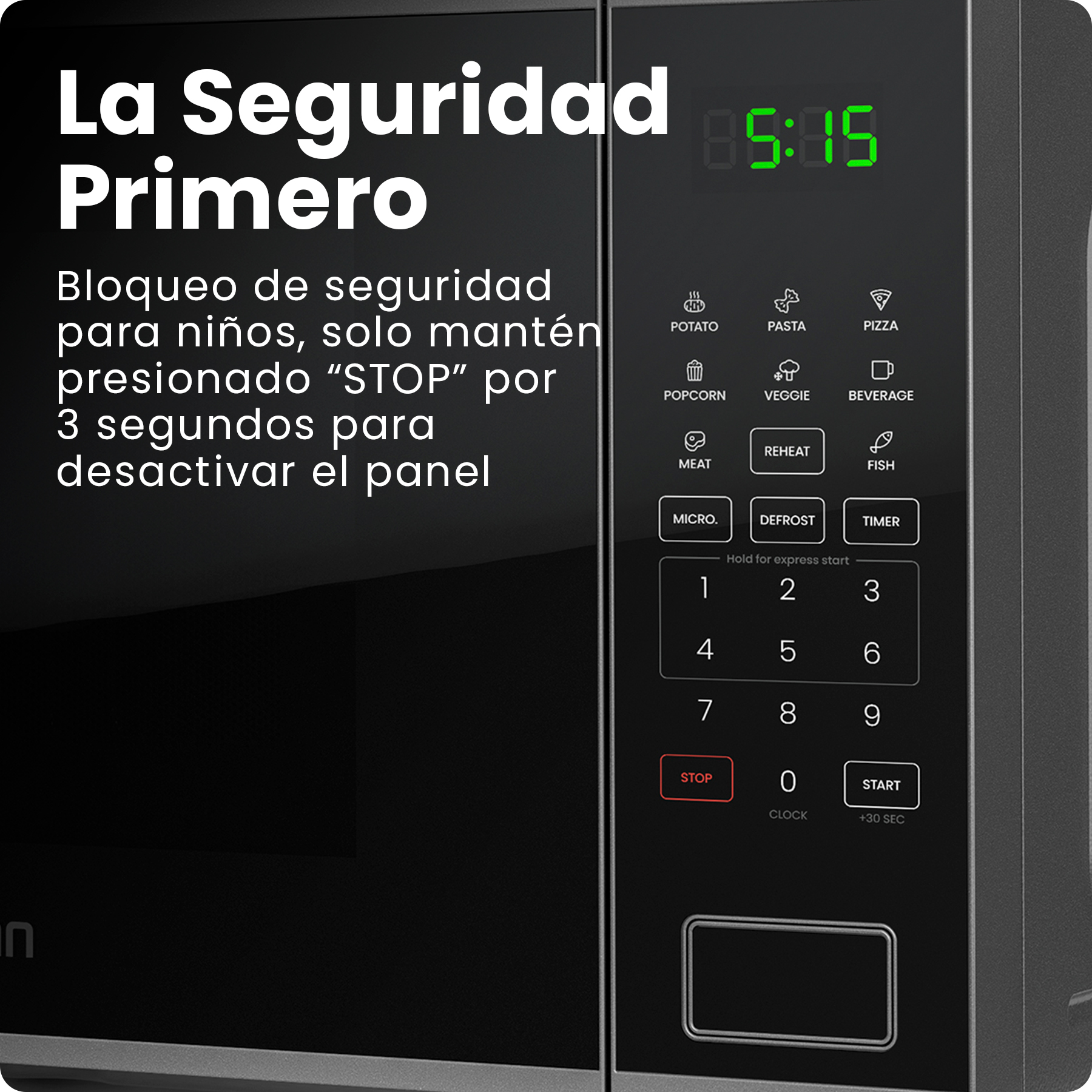 Foto 5 | Horno de  Microondas Digital 1.1 Pies Cúbicos | Acero Inoxidable Acabado Espejo