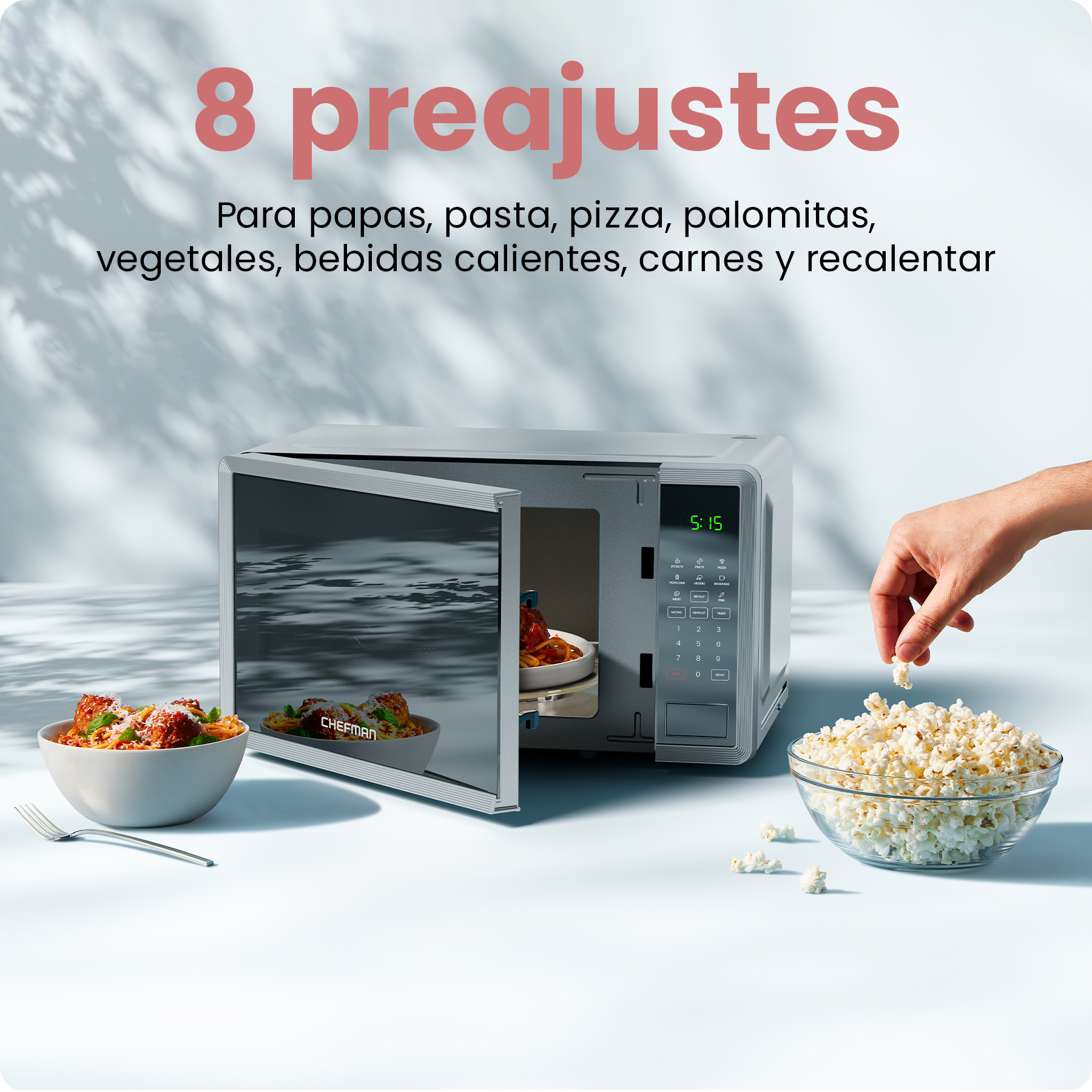 Foto 4 pulgar | Chefman Microondas Digital 0.7 Pies Cúbicos | 8 Menús Automáticos Acabado Espejo