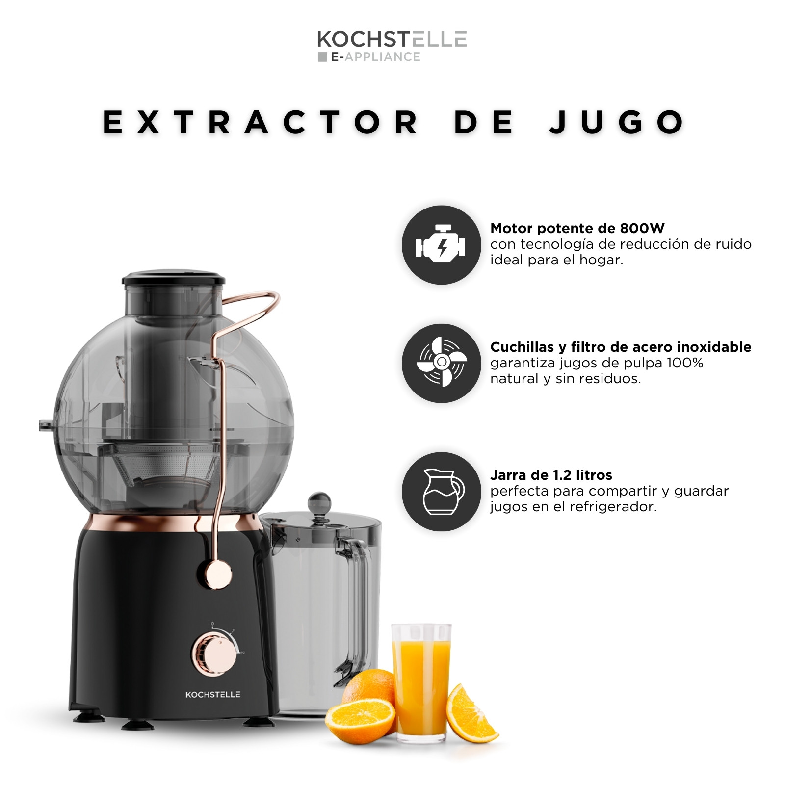 Foto 2 | Extractor de Jugo Potente Kochstelle con Perilla de 2 Velocidades y Cuchillas de Acero Inoxidable para un Rendimien