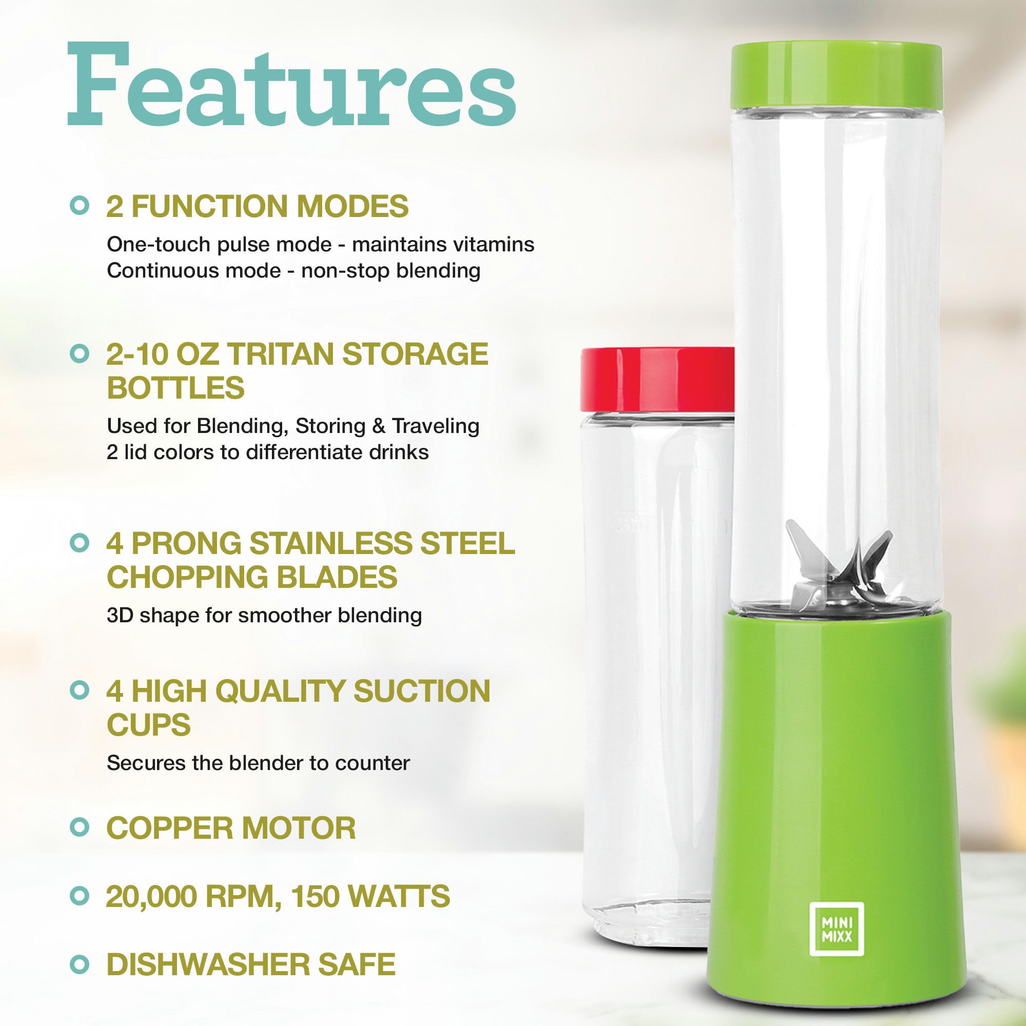 Foto 7 | Batidora Personal Euro Cuisine Mm1r Compact 150 W 2 Tazas Roja - Venta Internacional.