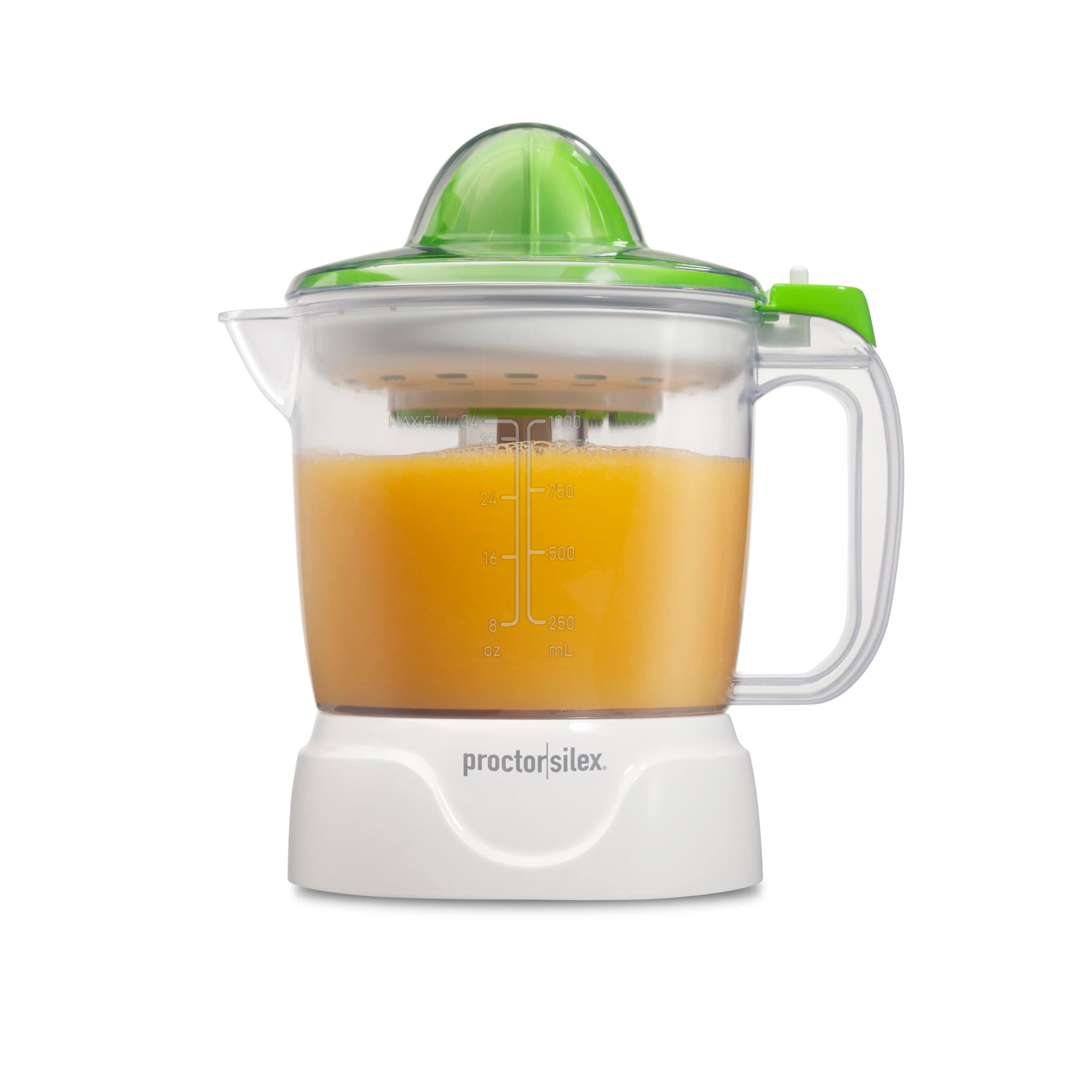 Exprimidor Eléctrico De Cítricos Proctor Silex  1 Litro  Con 2 Secadores  Blanco/verde - Venta Internacional.