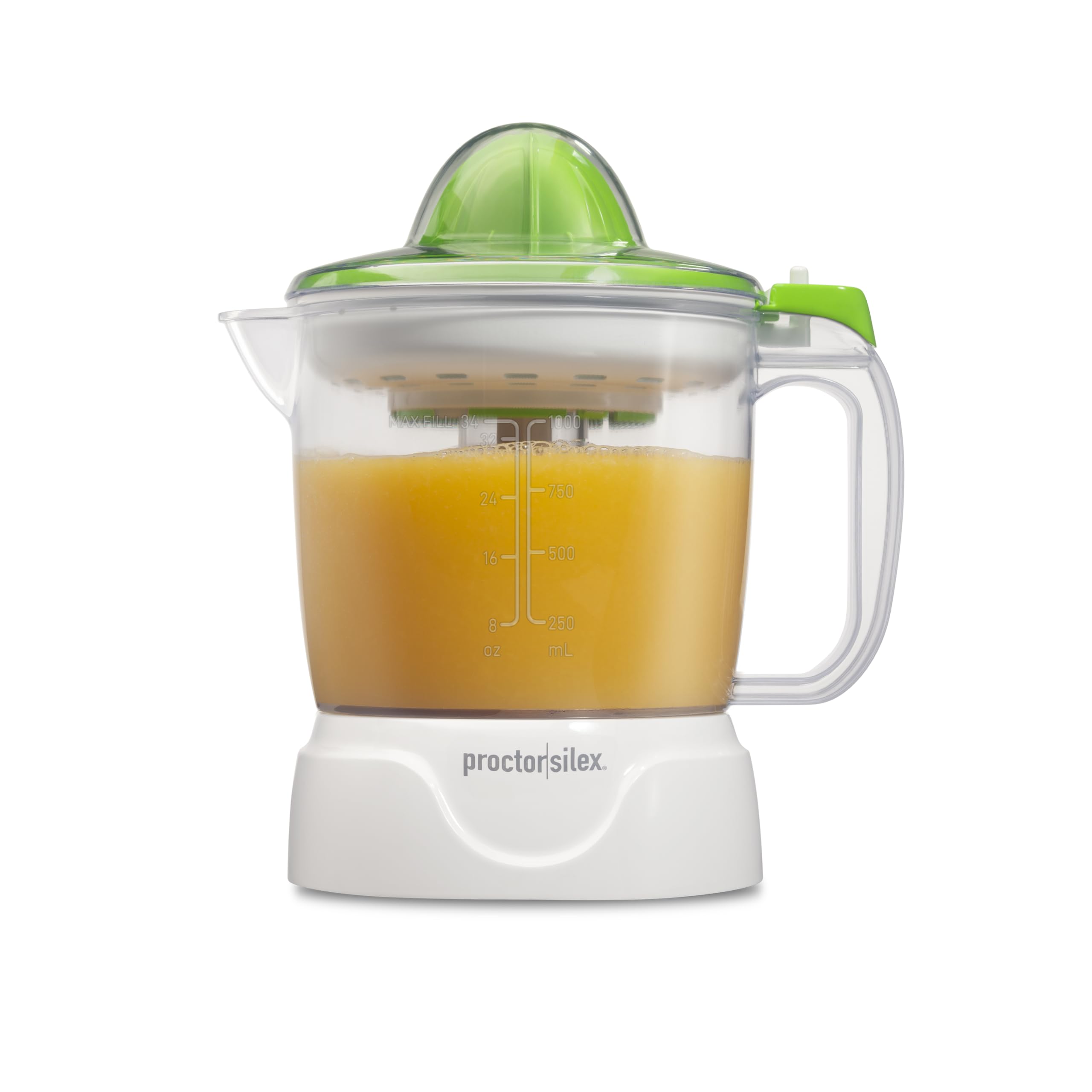 Exprimidor Eléctrico De Cítricos Proctor Silex  1 Litro  Con 2 Secadores  Blanco/verde - Venta Internacional.