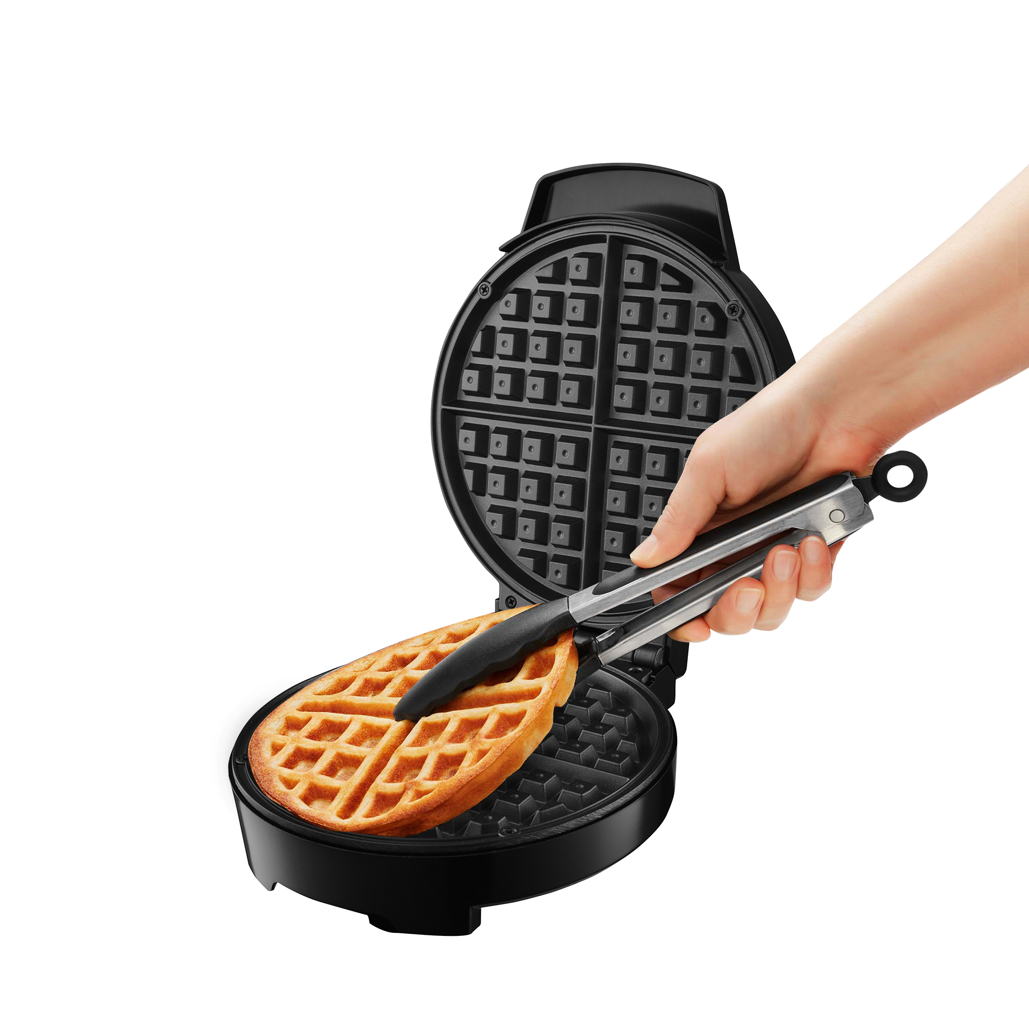 Foto 4 pulgar | Wafflera Belga Masterchef color Negro Redonda Flash Cook 4 Rebanadas