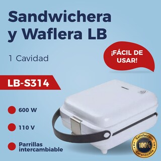 Foto 6 | Sandwichera y Waflera LB-Link LB-S314 color Blanco con Parrilla Intercambiable