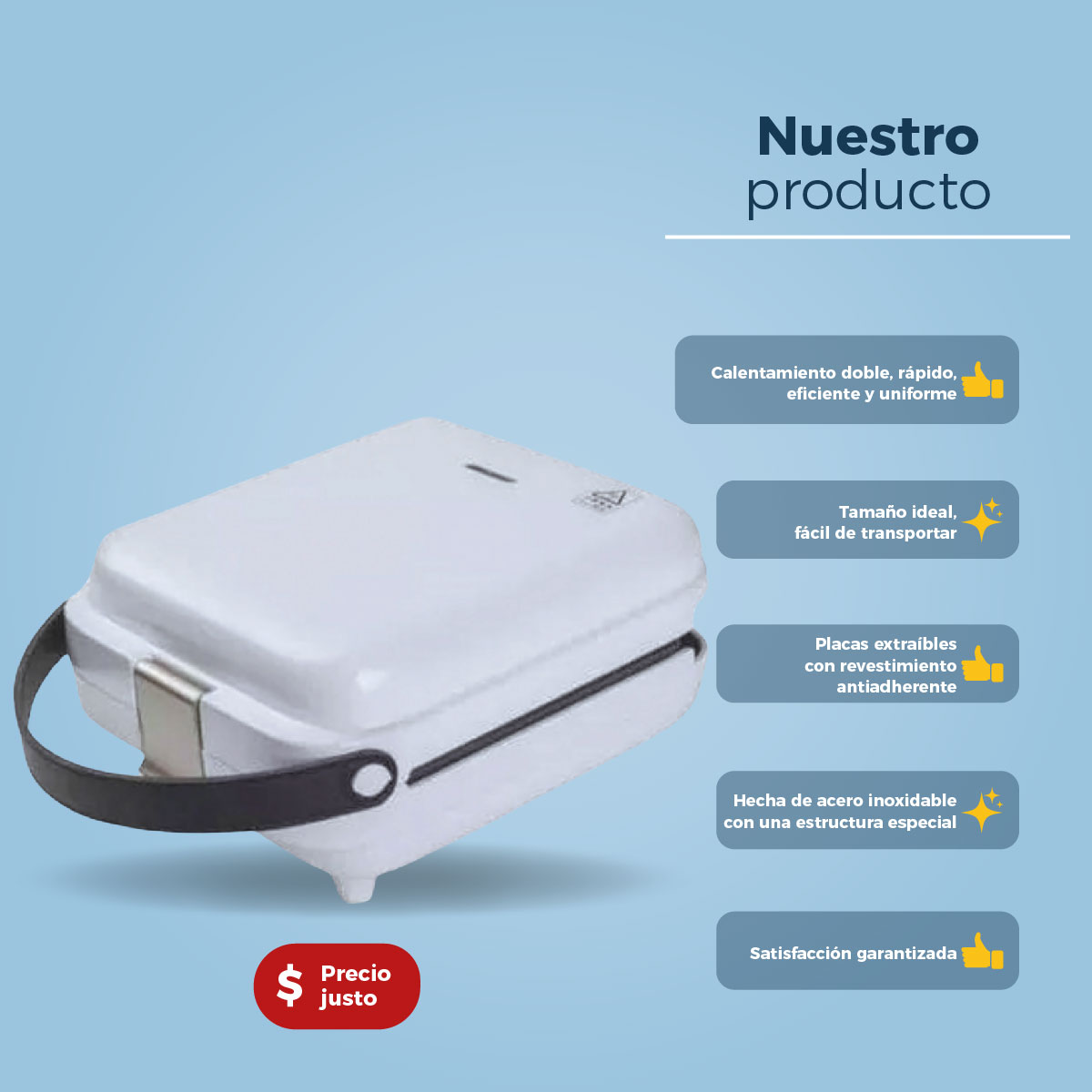 Foto 9 pulgar | Sandwichera y Waflera LB-Link LB-S314 color Blanco con Parrilla Intercambiable