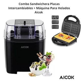 Foto 2 | Sandwichera Placas Intercambiables Aicok Ak-a014+máquina Para Hacer Helados Aicok