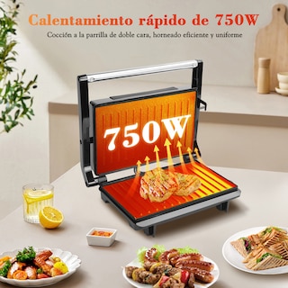 Foto 2 | Sandwichera Eléctrica Panini Parrilla Antiadherente 750 W