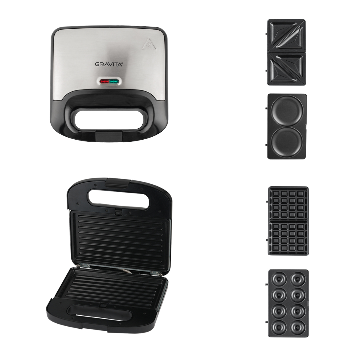 Sandwichera Electrica 5 en 1 Antiadherente Diferentes Moldes Gravita