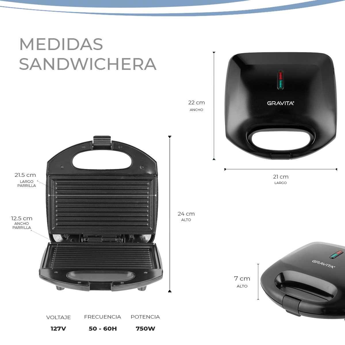 Foto 5 | Sandwichera Electrica Antiadherente Gravita