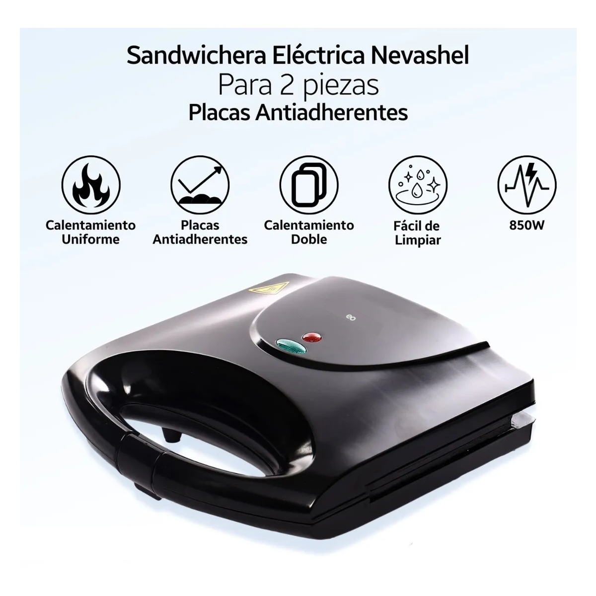 Foto 3 | Sandwichera Eléctrica para 2 Piezas Eo Safe Imports Esi-19204 Negra