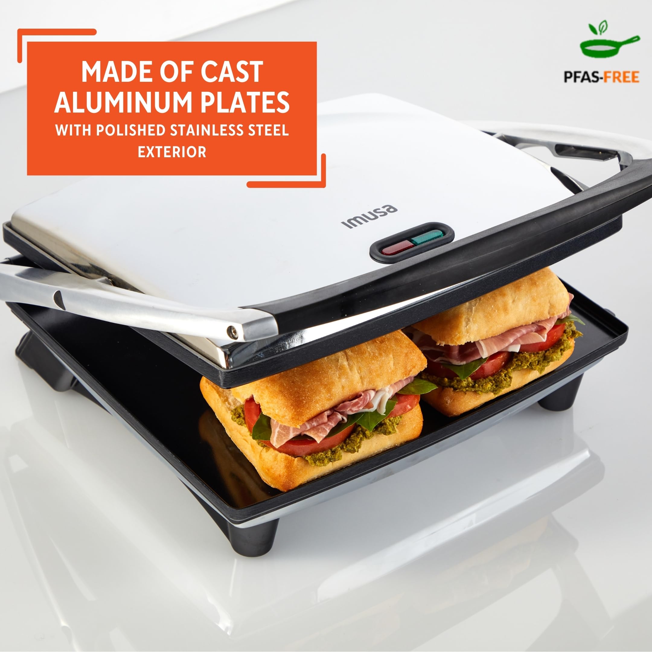 Foto 4 | Sandwichera Panini Press Imusa De Acero Inoxidable 30x25 Cm - Venta Internacional.