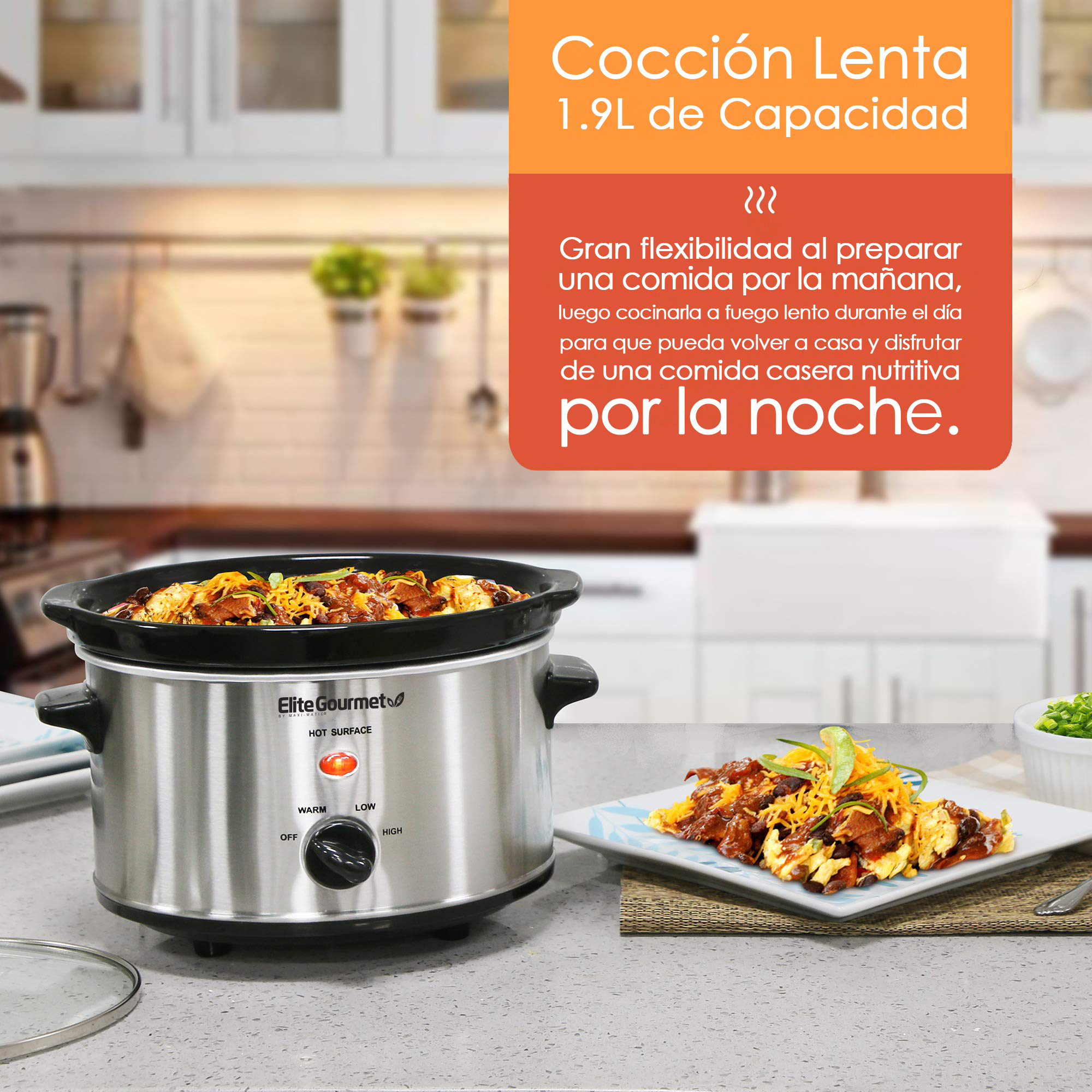 Foto 4 pulgar | Olla De Cocción Lenta Elite Gourmet Color Plata