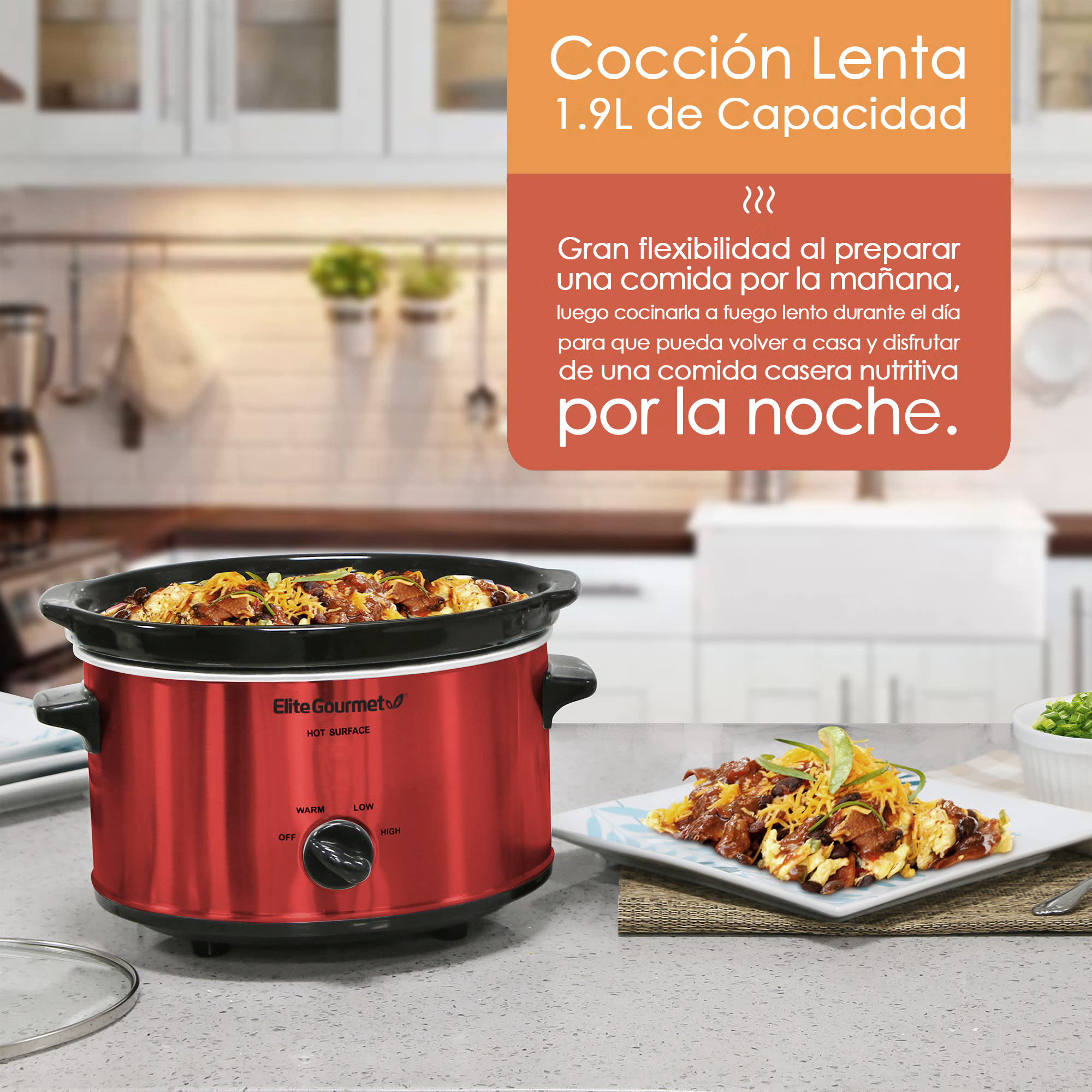 Foto 4 pulgar | Olla de Cocción Elite Gourmet Mst275xr color Rojo