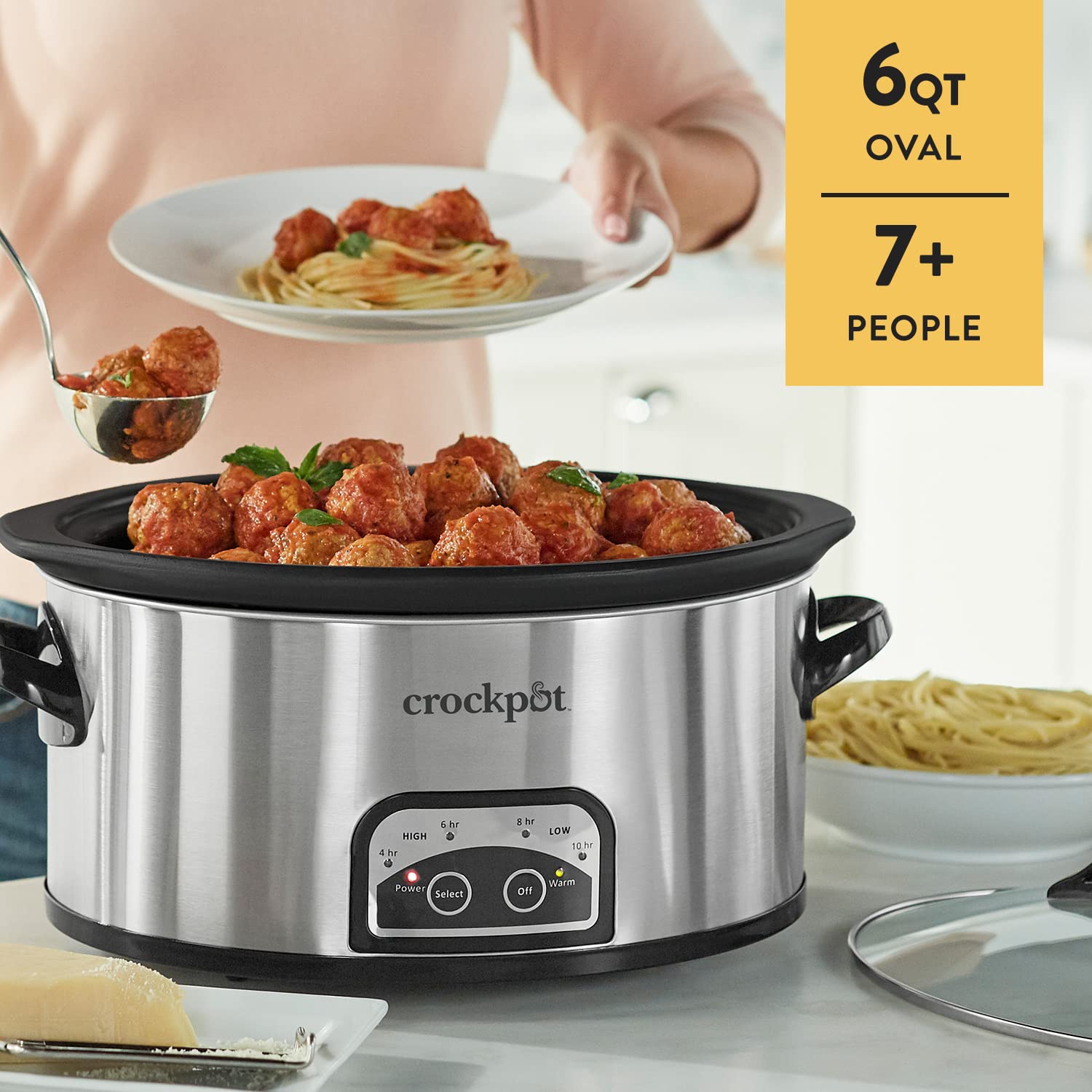 Foto 6 | Olla de Cocción Lenta Crock-Pot Acero Inoxidable 6 Cuartos de Galón - Venta Internacional