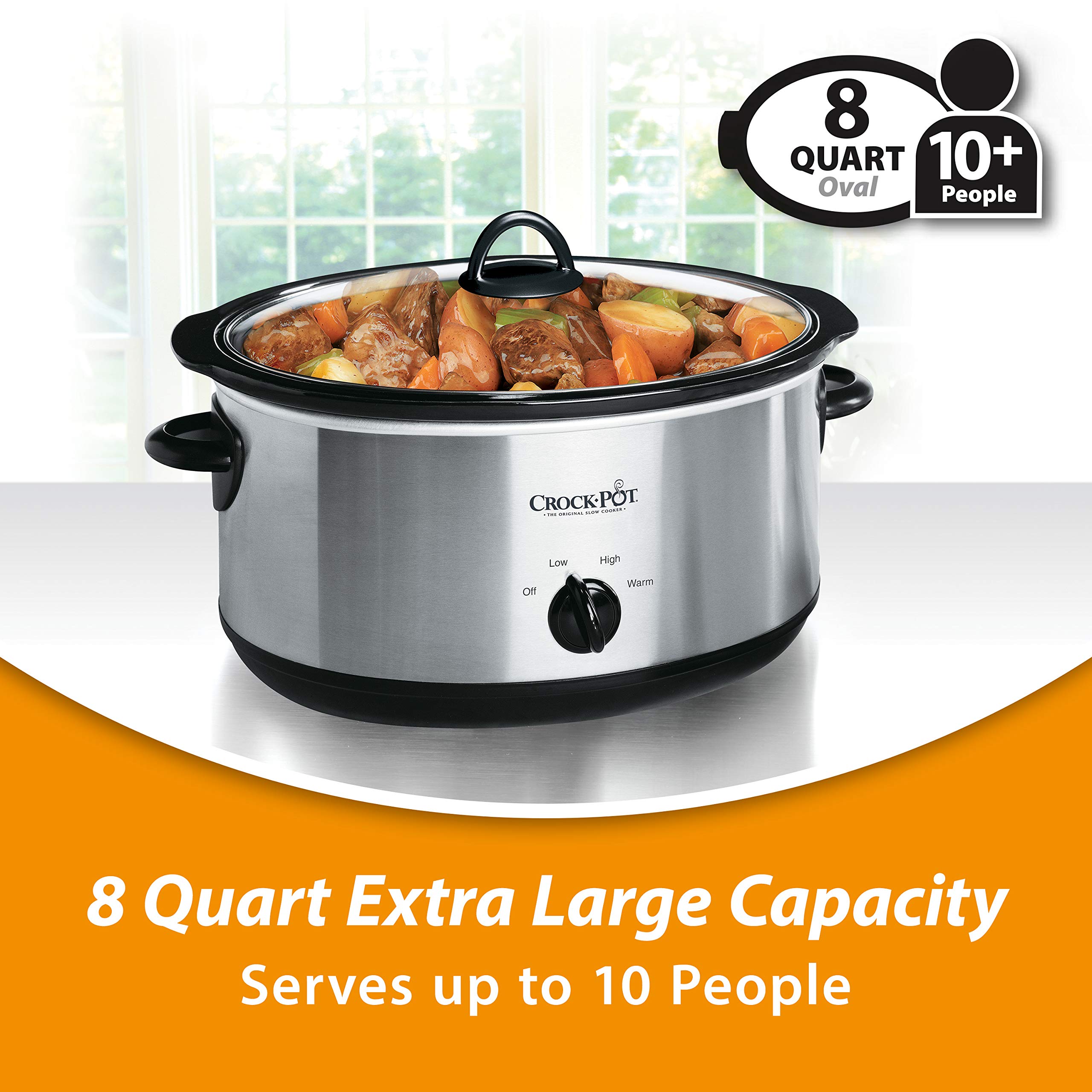 Foto 3 | Olla de Cocción Lenta Crock-Pot Ovalada Acero Inoxidable 8 Cuartos - Venta Internacional